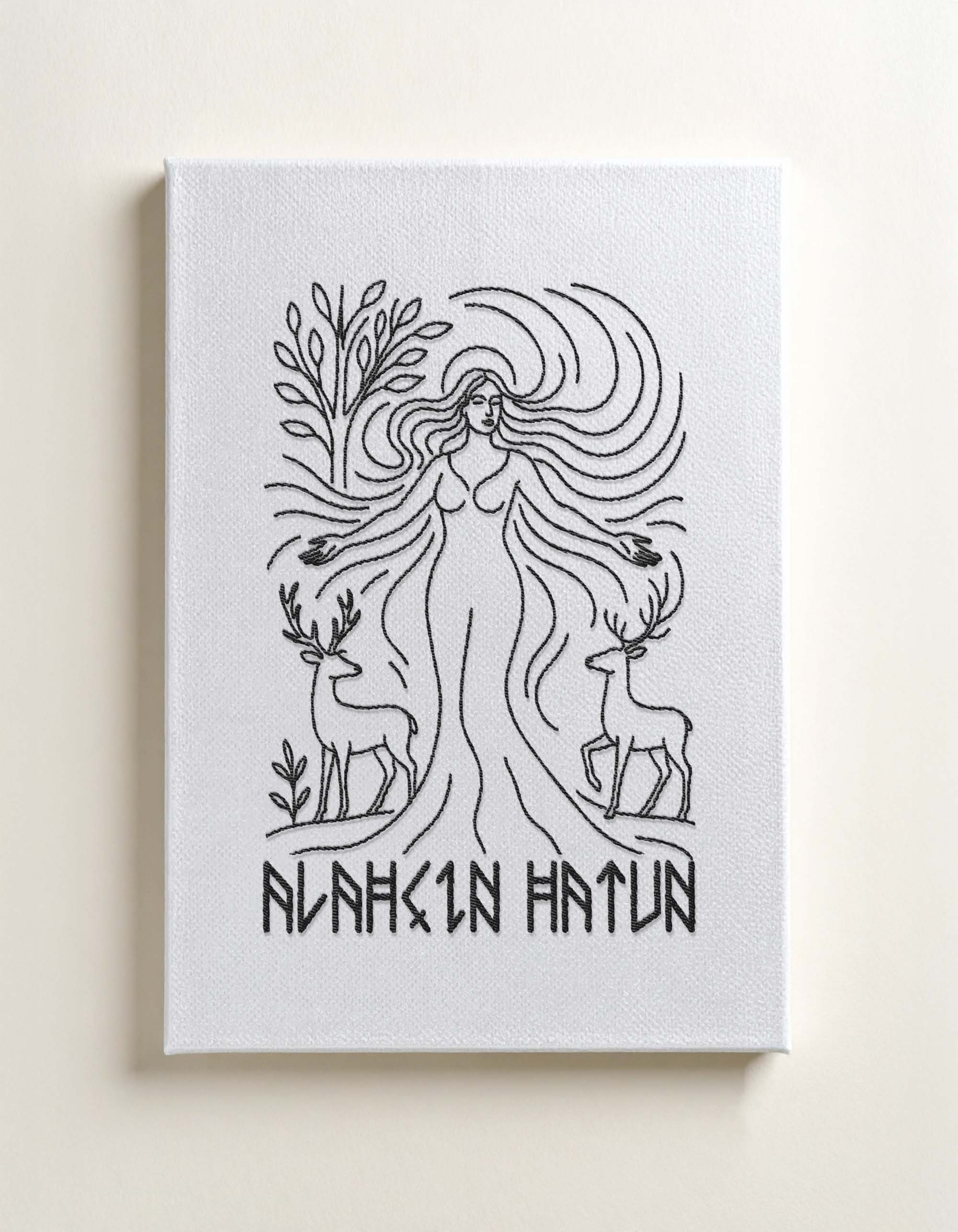 ALAHÇIN HATUN - Türk Mitolojisi Serisi Nakışlı Kanvas Tablo 21x30 cm