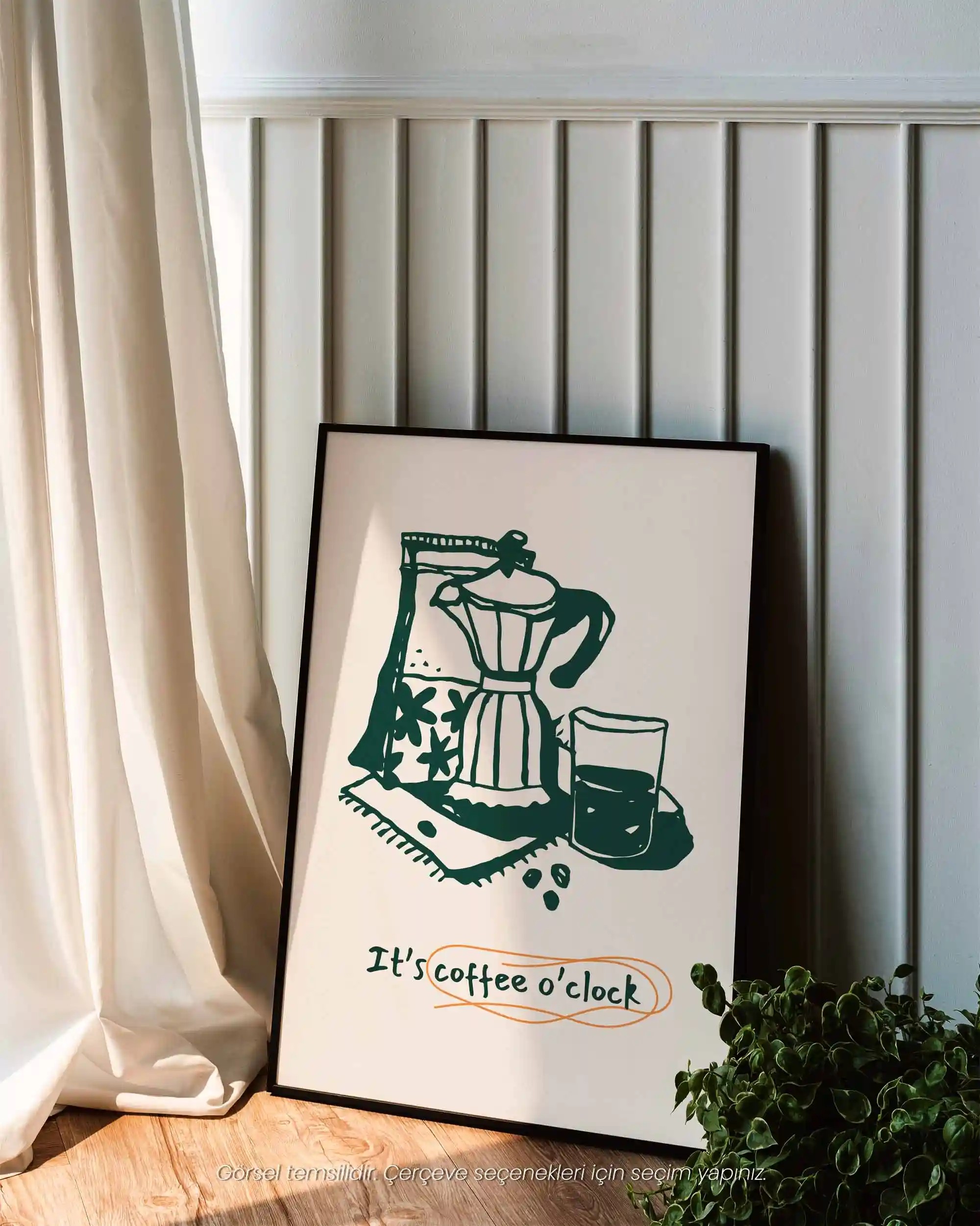 It’s Coffee O’Clock – Mutfak İçin İllüstrasyon & Modern Kahve Poster