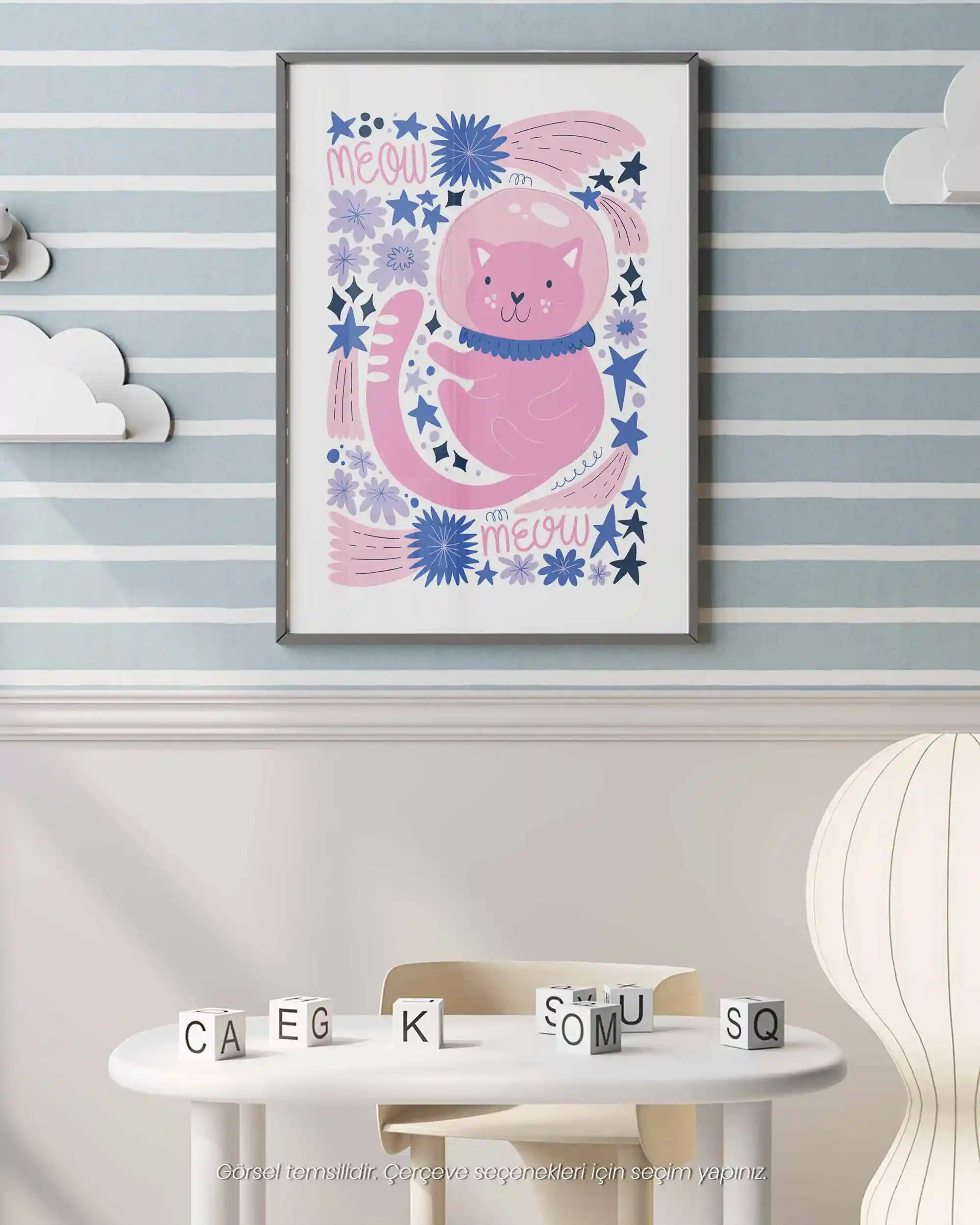 Catstronot - Sevimli Kedi Uzay Temalı Çocuk Odası Poster