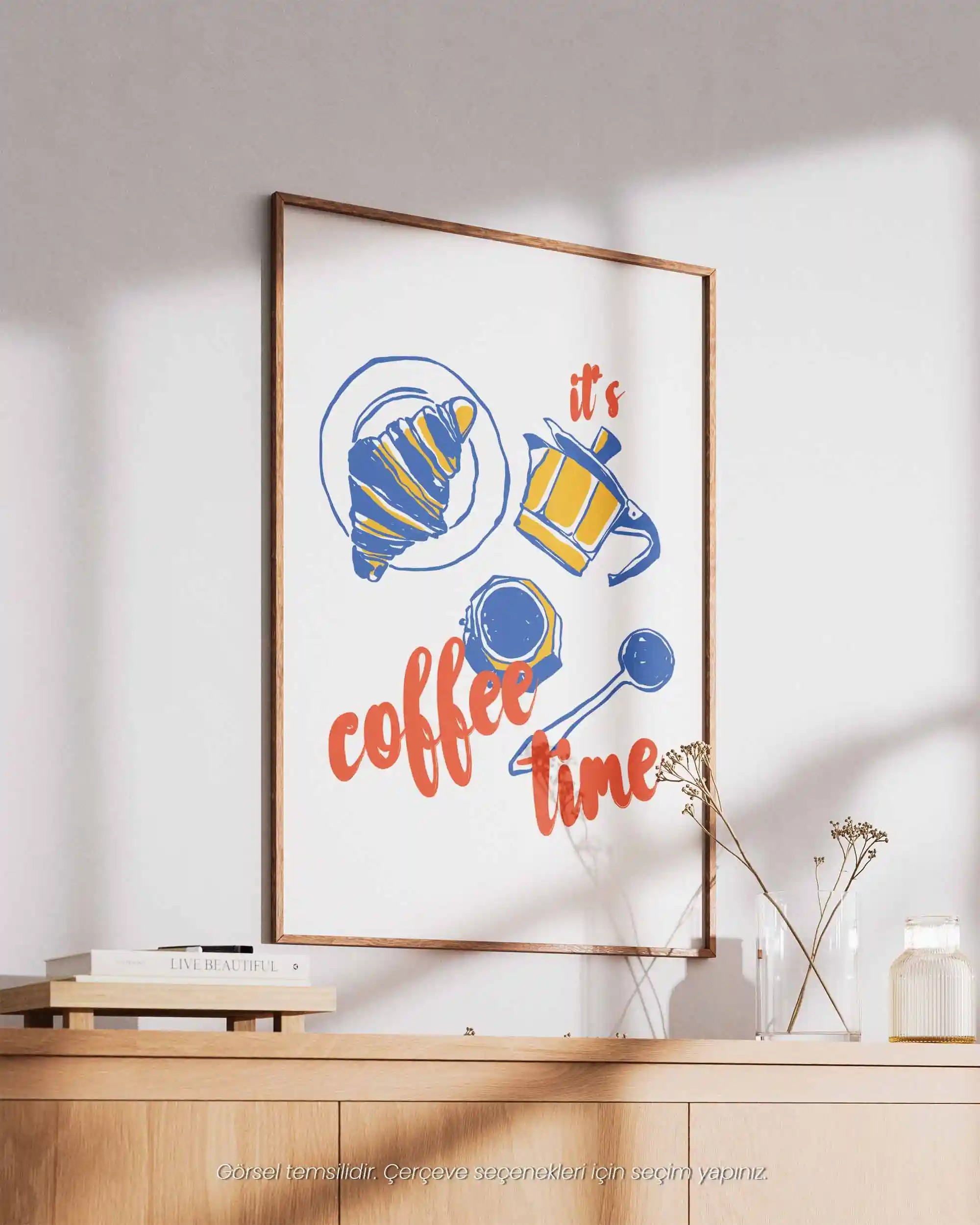 It’s Coffee Time, Kruvasan – Mutfak İçin İllüstrasyon & Modern Poster