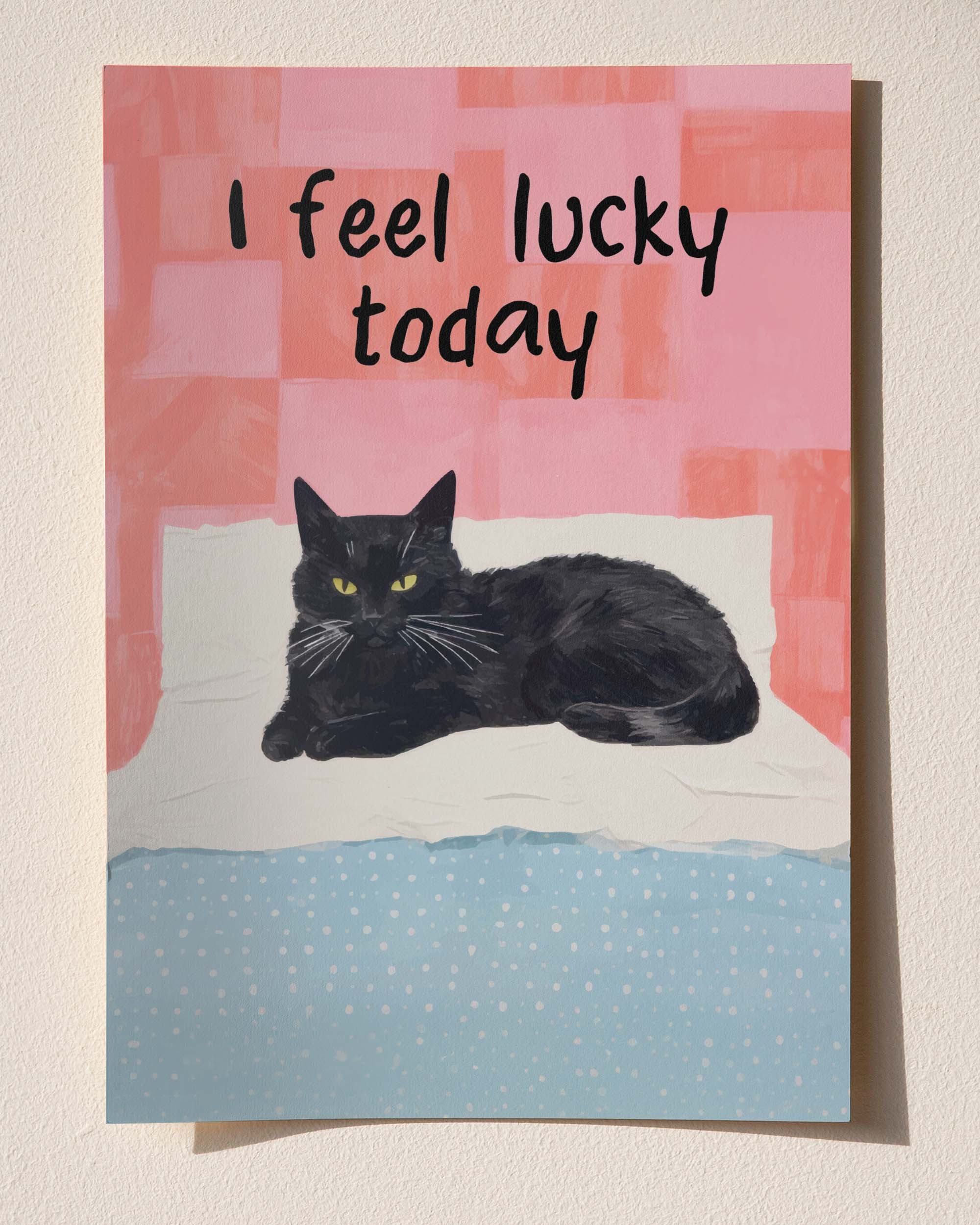 I Feel Lucky Today - Kara Kedi Şansı Çerçeveli & Çerçevesiz Poster