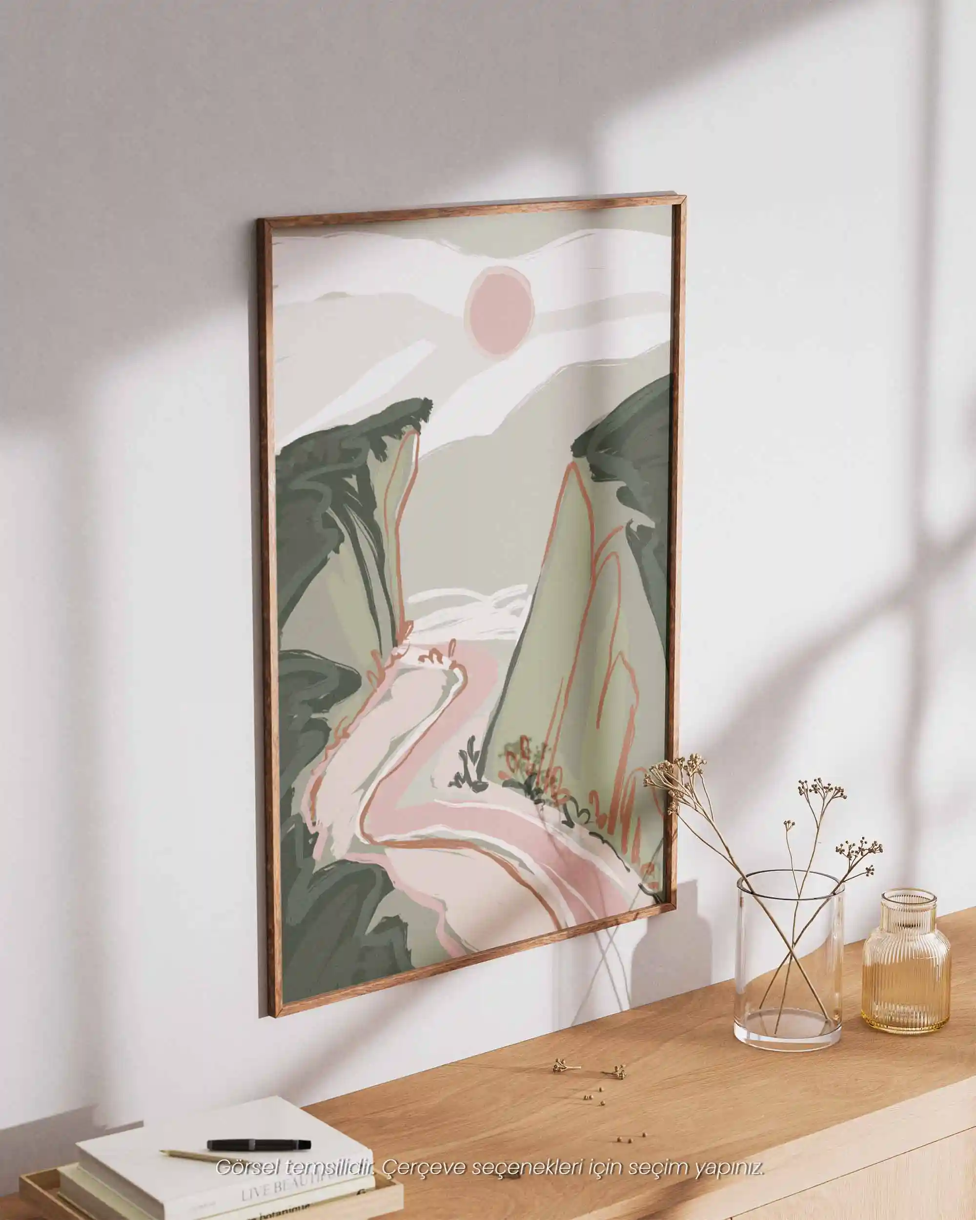 Kanyon Yolu – Flat İllüstrasyon Manzara Doğa Temalı Poster