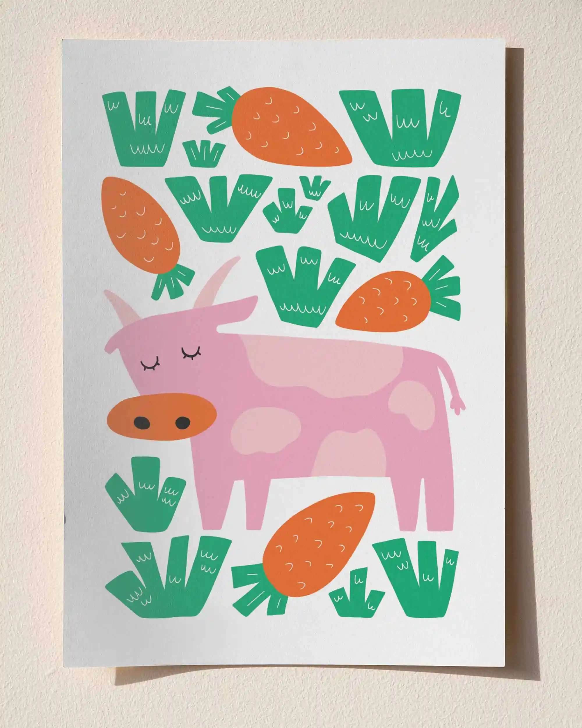 Pembe İnek - Modern ve Sevimli Çocuk Odası Poster
