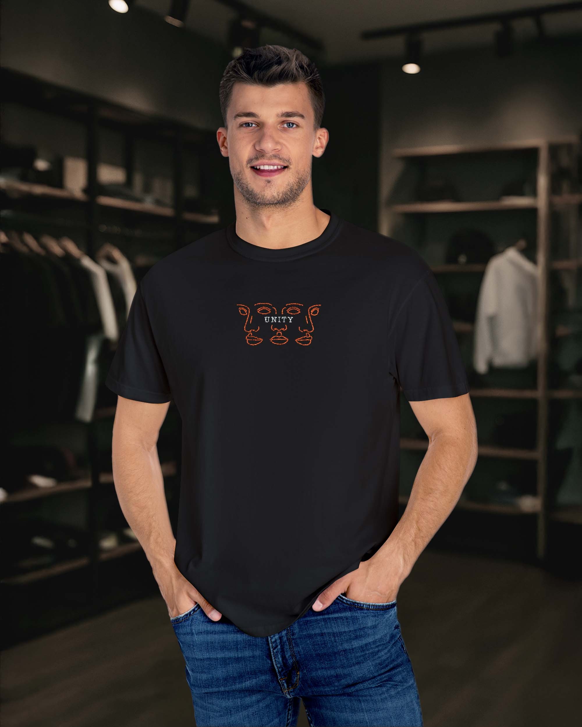 UNITY – Abstract Emotions Koleksiyonu Unisex Siyah Tişört – %100 Pamuk Regular Fit