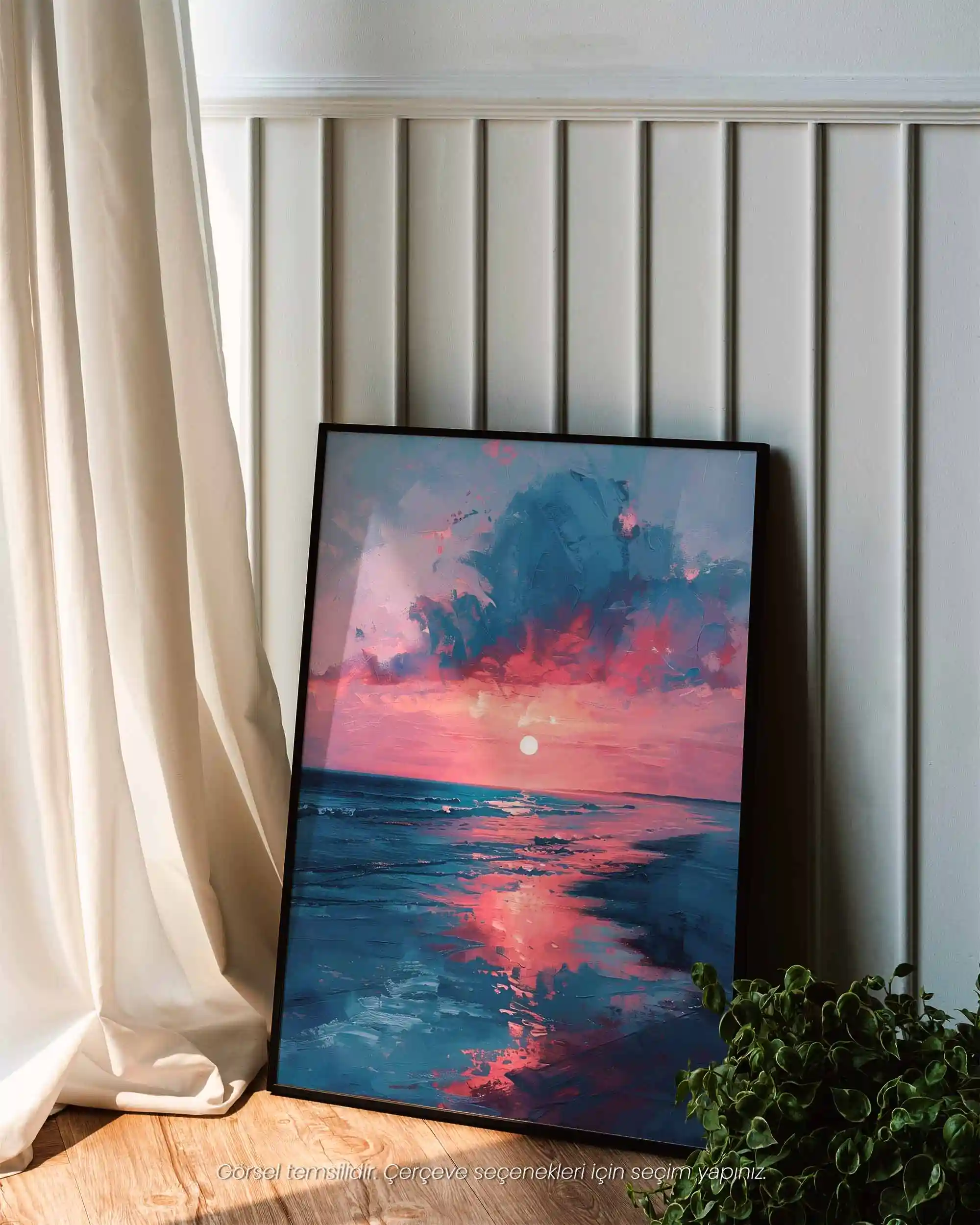 Mercan Günbatımı - Yağlı Boya Deniz Manzarası Poster
