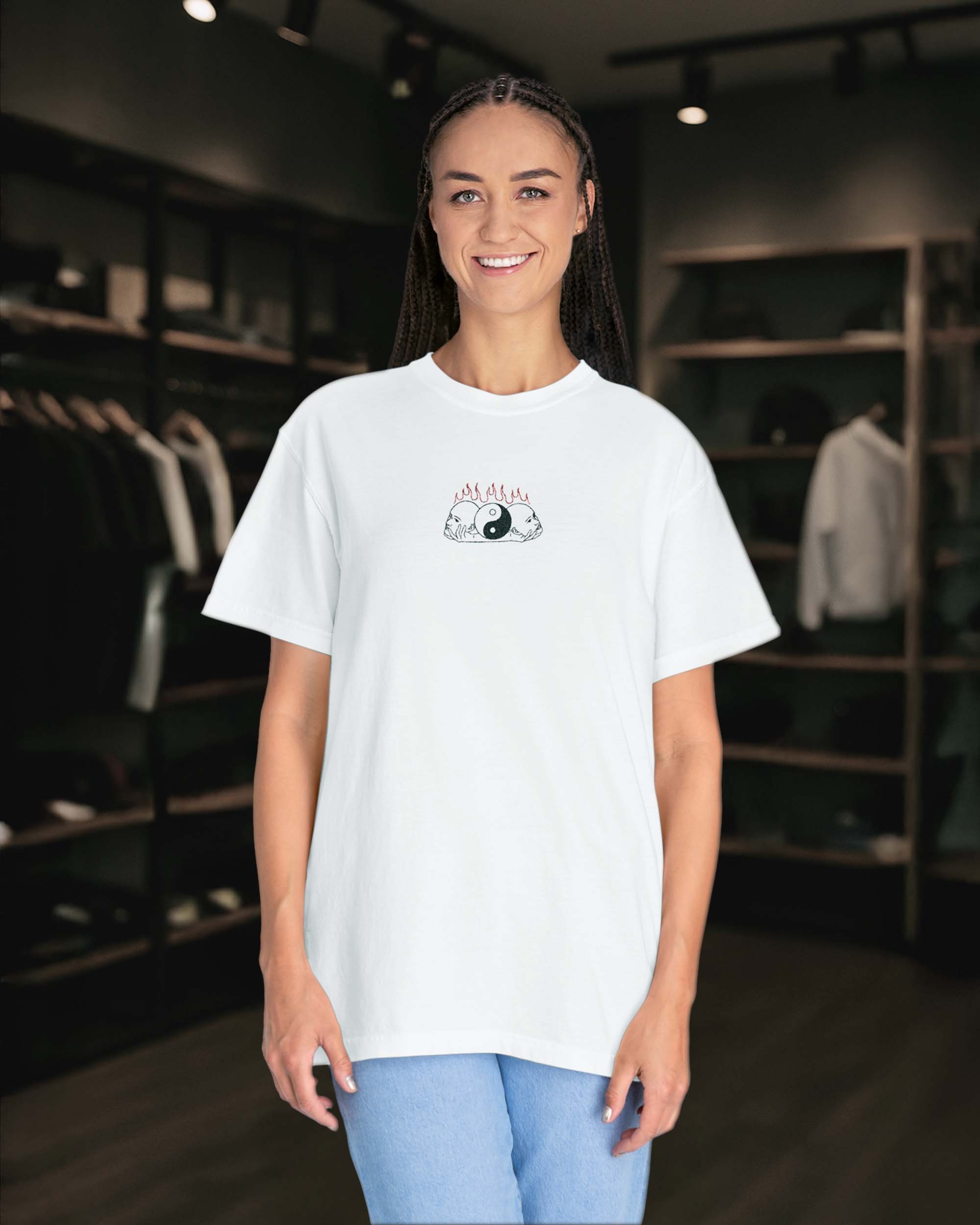 YIN&YANG – Abstract Emotions Koleksiyonu Unisex Beyaz Tişört – %100 Pamuk Regular Fit