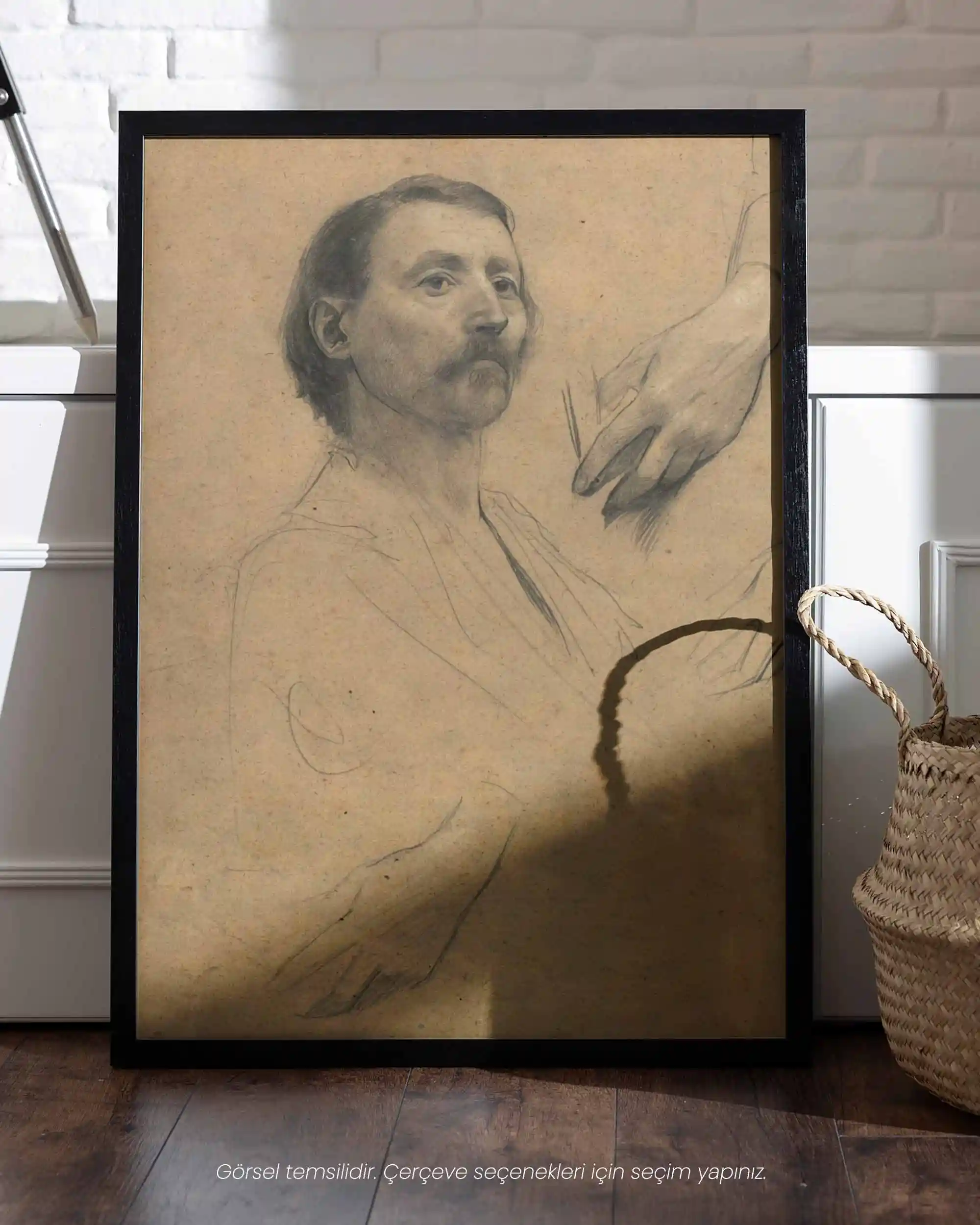 Gustav Klimt - Grafit El ve Baş Portre Eskizi Sanat Tarihi Poster