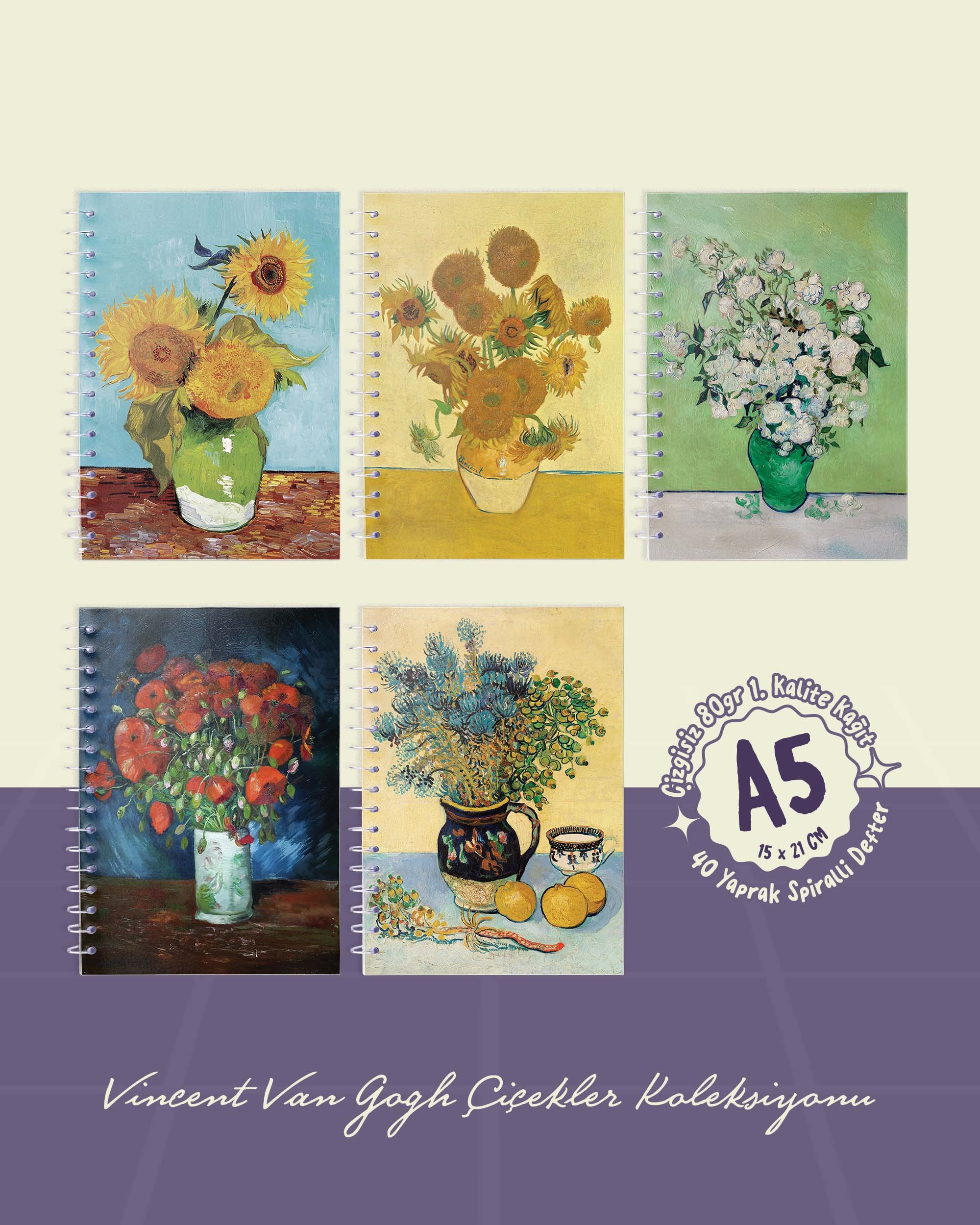 Kendi 5’li Defter Setini Oluştur - A5 Spiralli Defterlerden Özgürce Seçim Yap - 15x21 cm