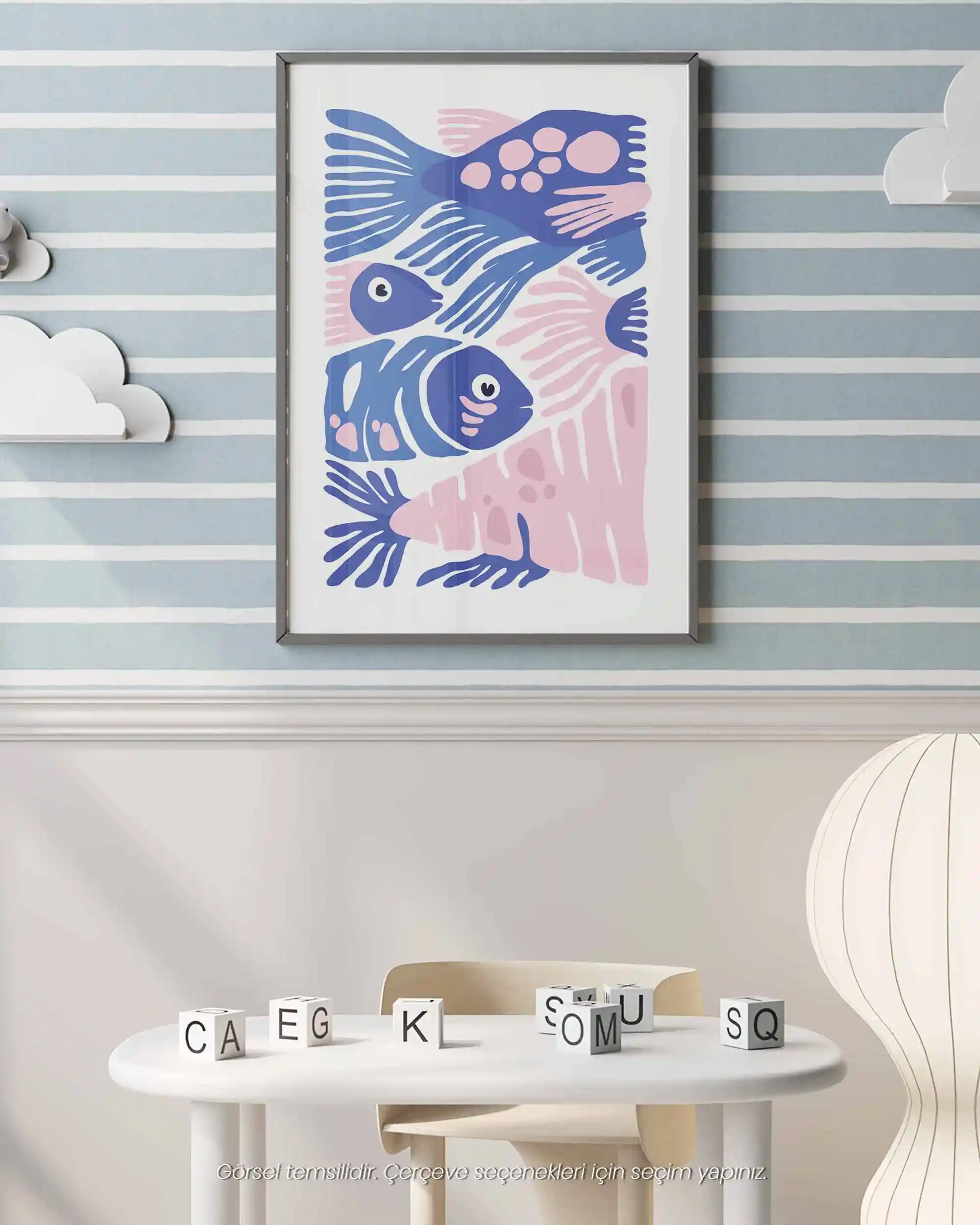 Sevimli Balıklar - Modern Deniz Temalı Çocuk Odası Poster