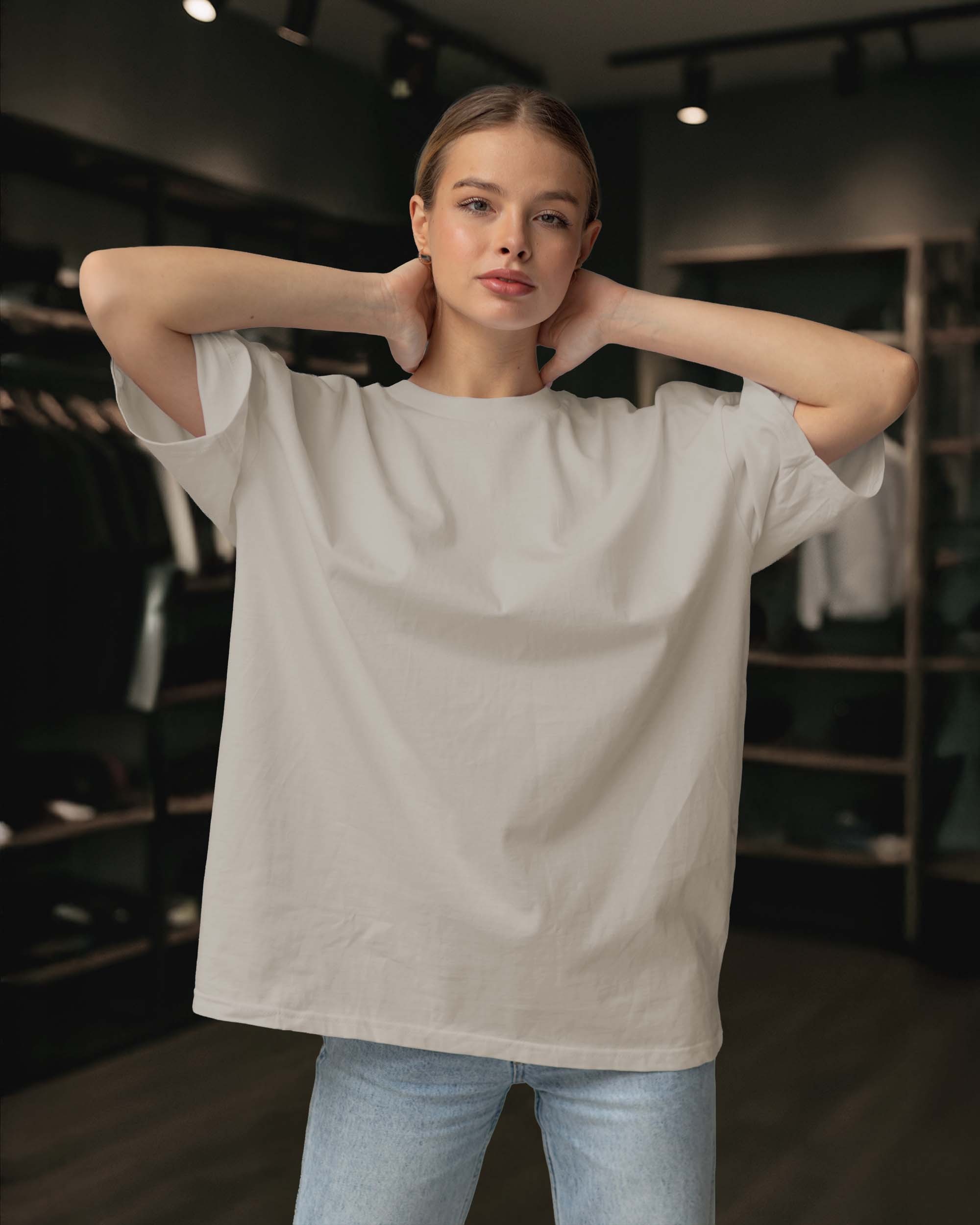 Basic Boxy Oversize Düz Unisex Tişört – Premium Kalite - Yüksek Gramaj %100 Pamuk - Bej