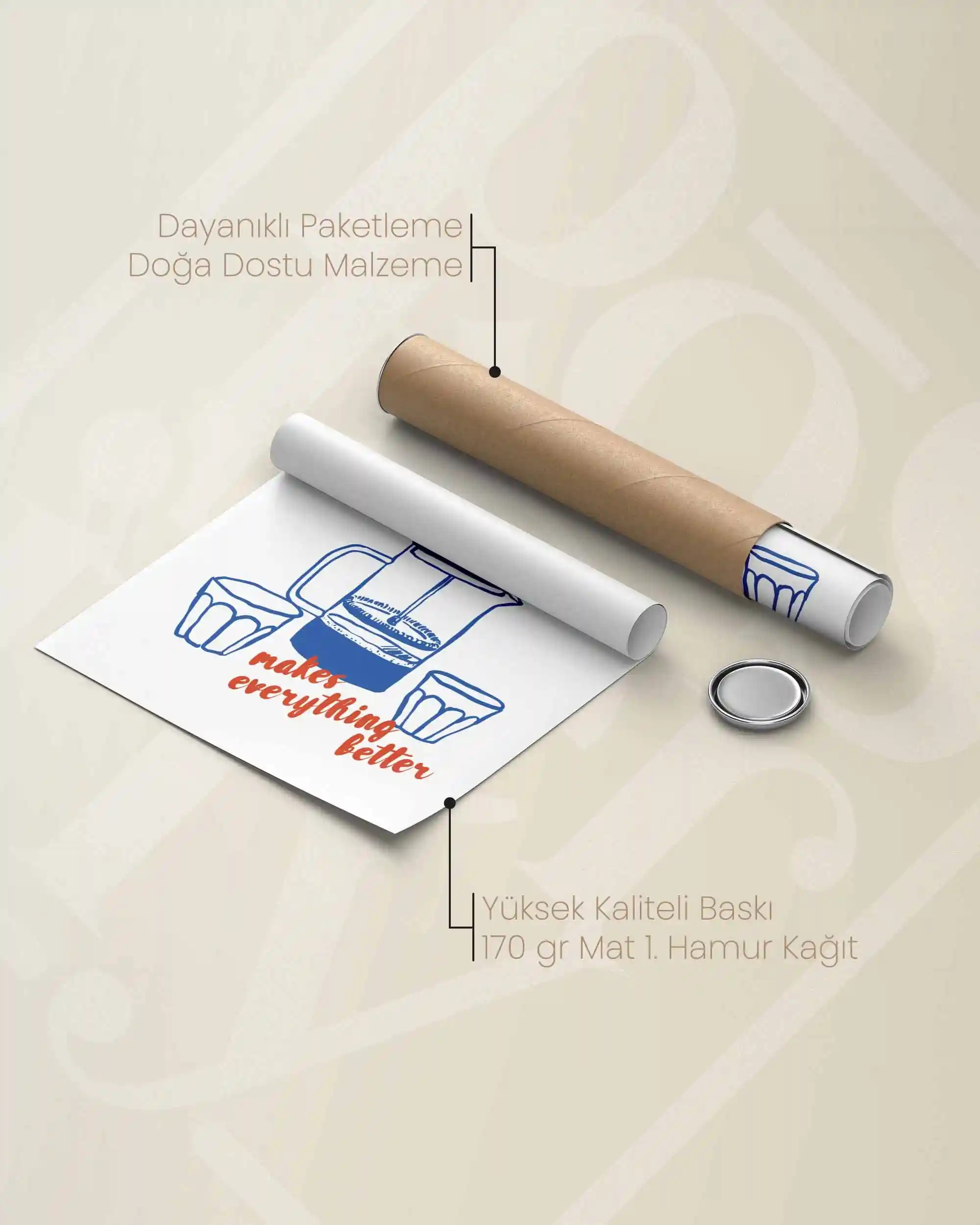 Coffee Makes Everything Better – Mutfak İçin İllüstrasyon & Modern Poster