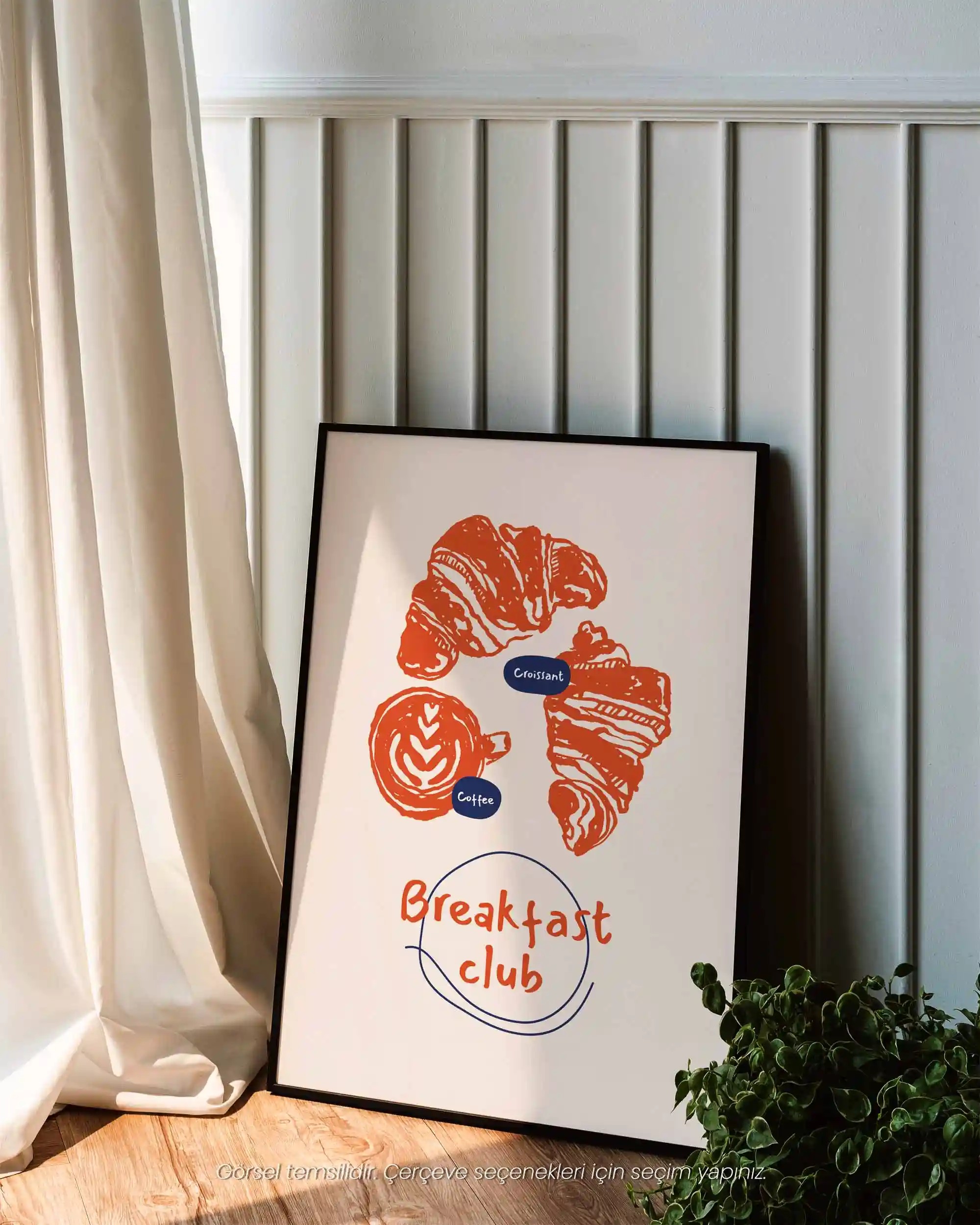 Breakfast Club – Minimal Kahve & Kruvasan Poster