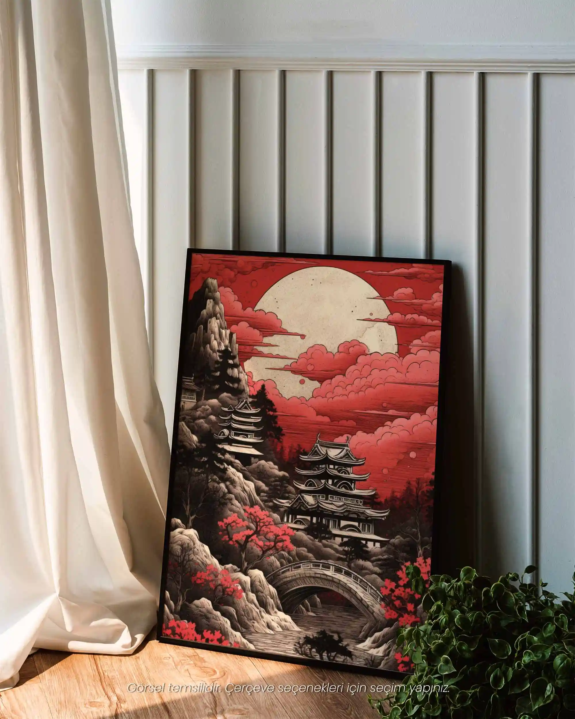 Kızıl Ay Köprüsü - Neo-Ukiyo-e Japon Manzara Poster
