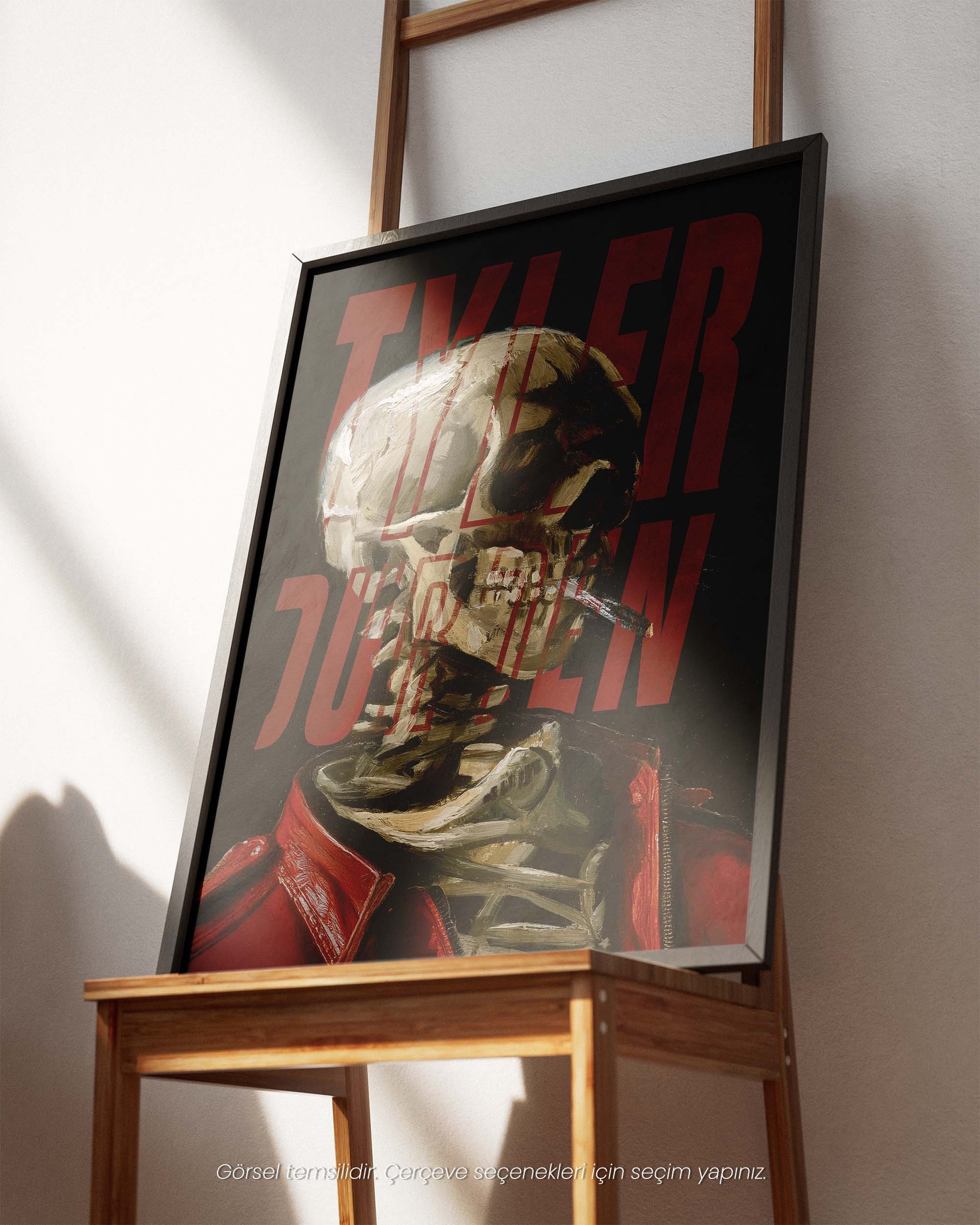 Tyler Durden x Van Gogh - Head of a Skeleton with a Burning Cigarette Çerçeveli-Çerçevesiz Poster