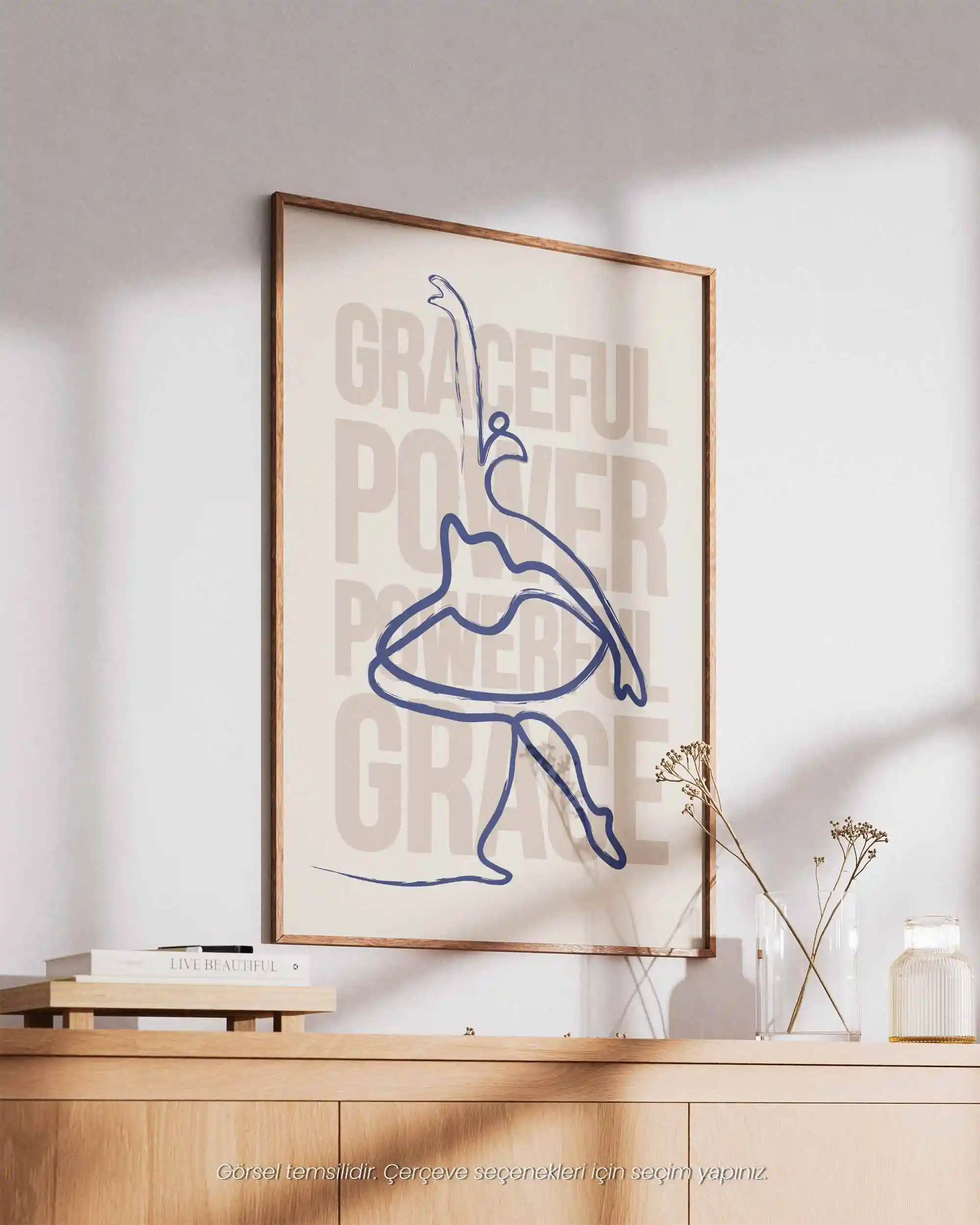 Graceful Power, Powerful Grace - Minimal Line Art & Tipografi Poster
