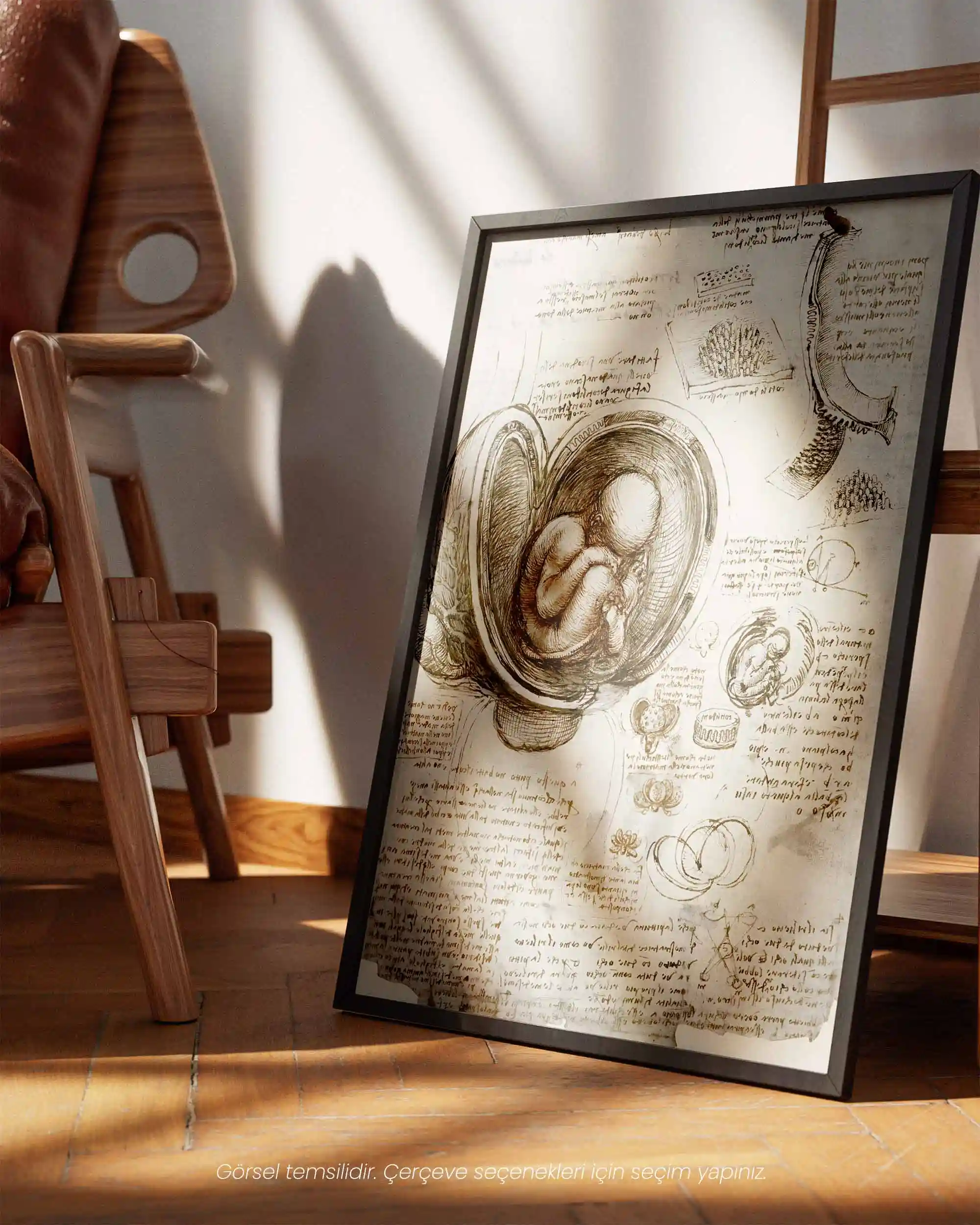 Leonardo da Vinci - Fetüs Çalışmaları (1510-1513) Anatomik Eskiz Sanat Tarihi Poster