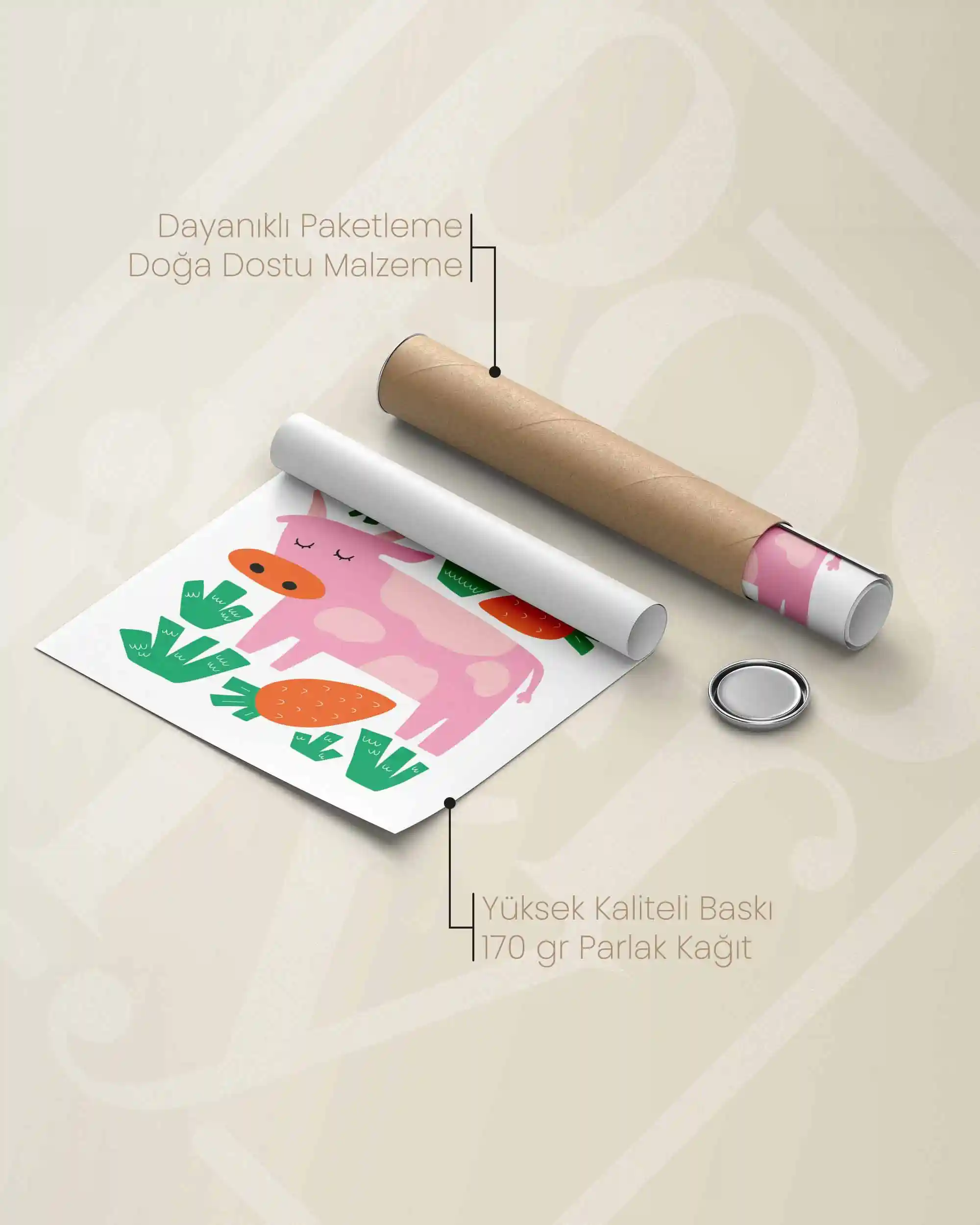 Pembe İnek - Modern ve Sevimli Çocuk Odası Poster