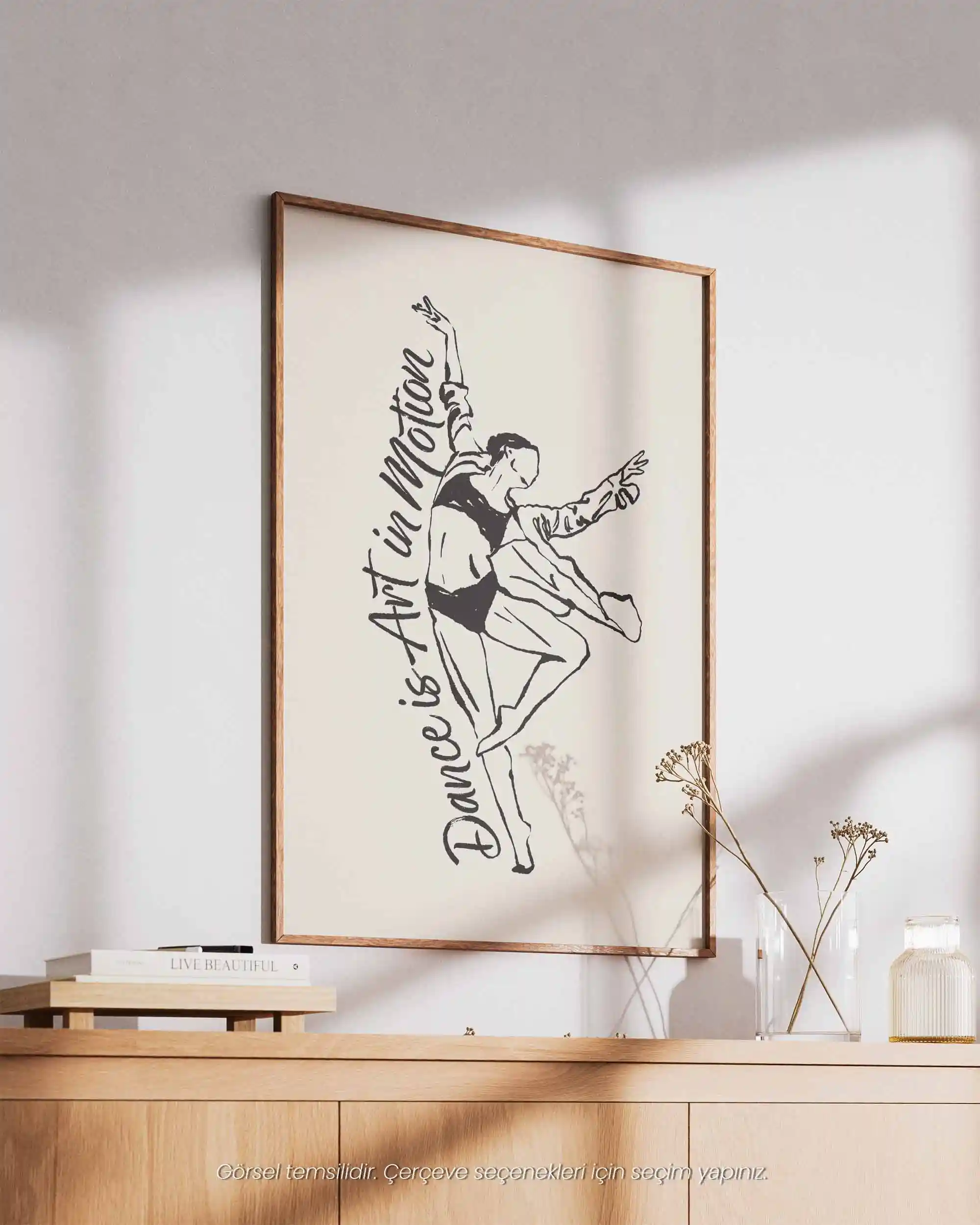 Dance is Art in Motion - Minimalist Çizim & Tipografi Poster