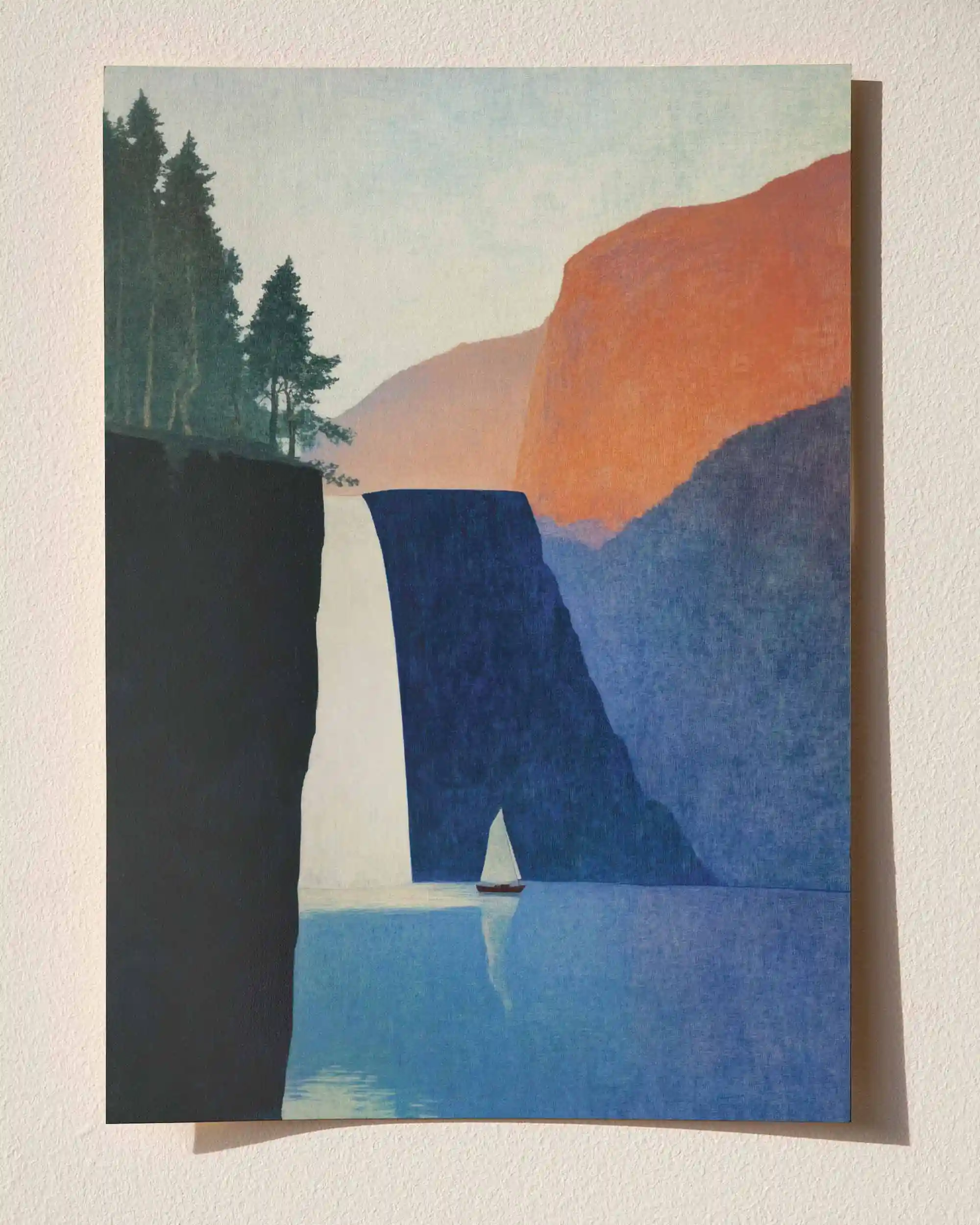 Sessiz Şelale - Modernist Göl Doğa Manzara Poster