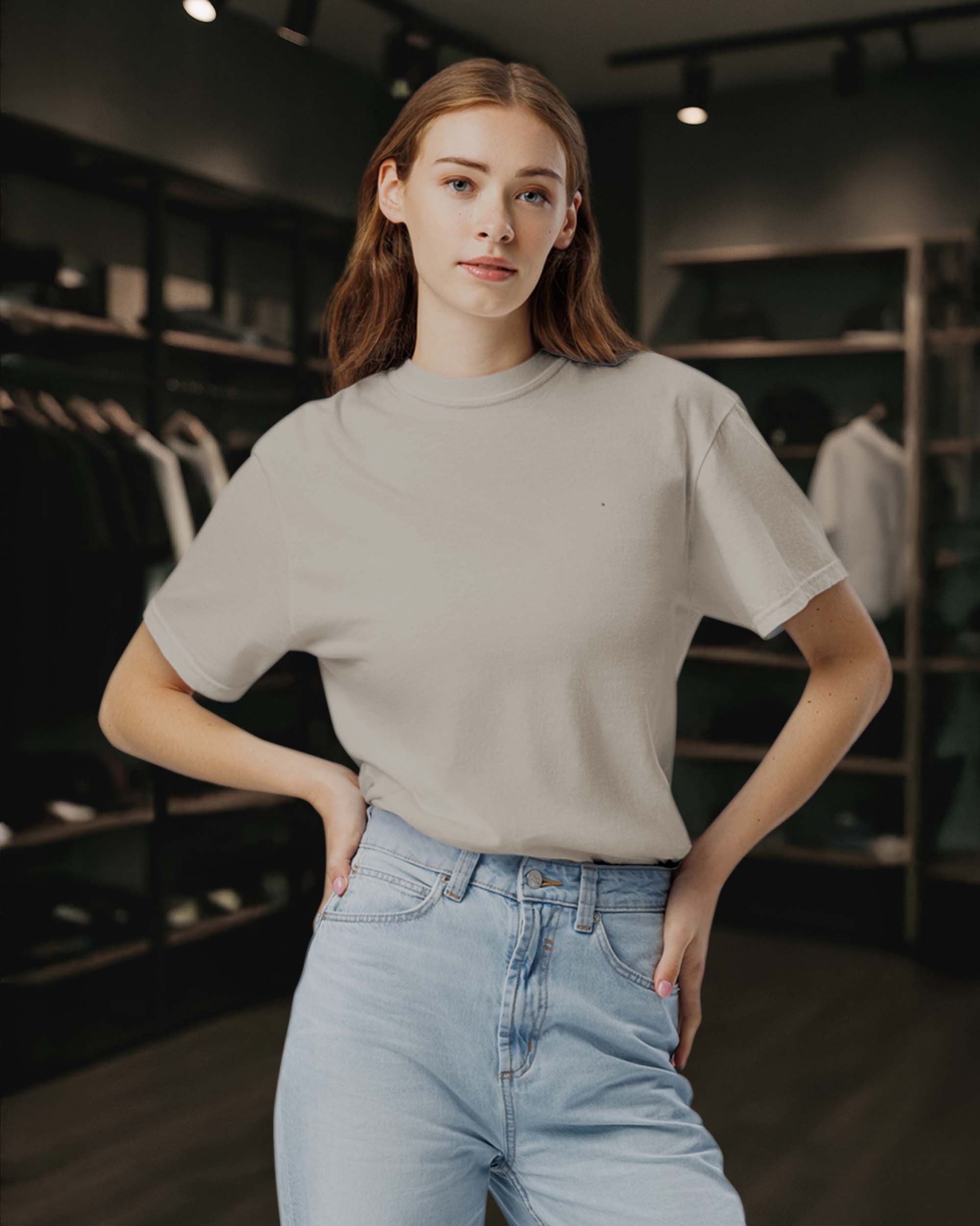 Basic Relaxed Fit Düz Unisex Tişört – Premium Kalite - Yüksek Gramaj %100 Pamuk - Bej