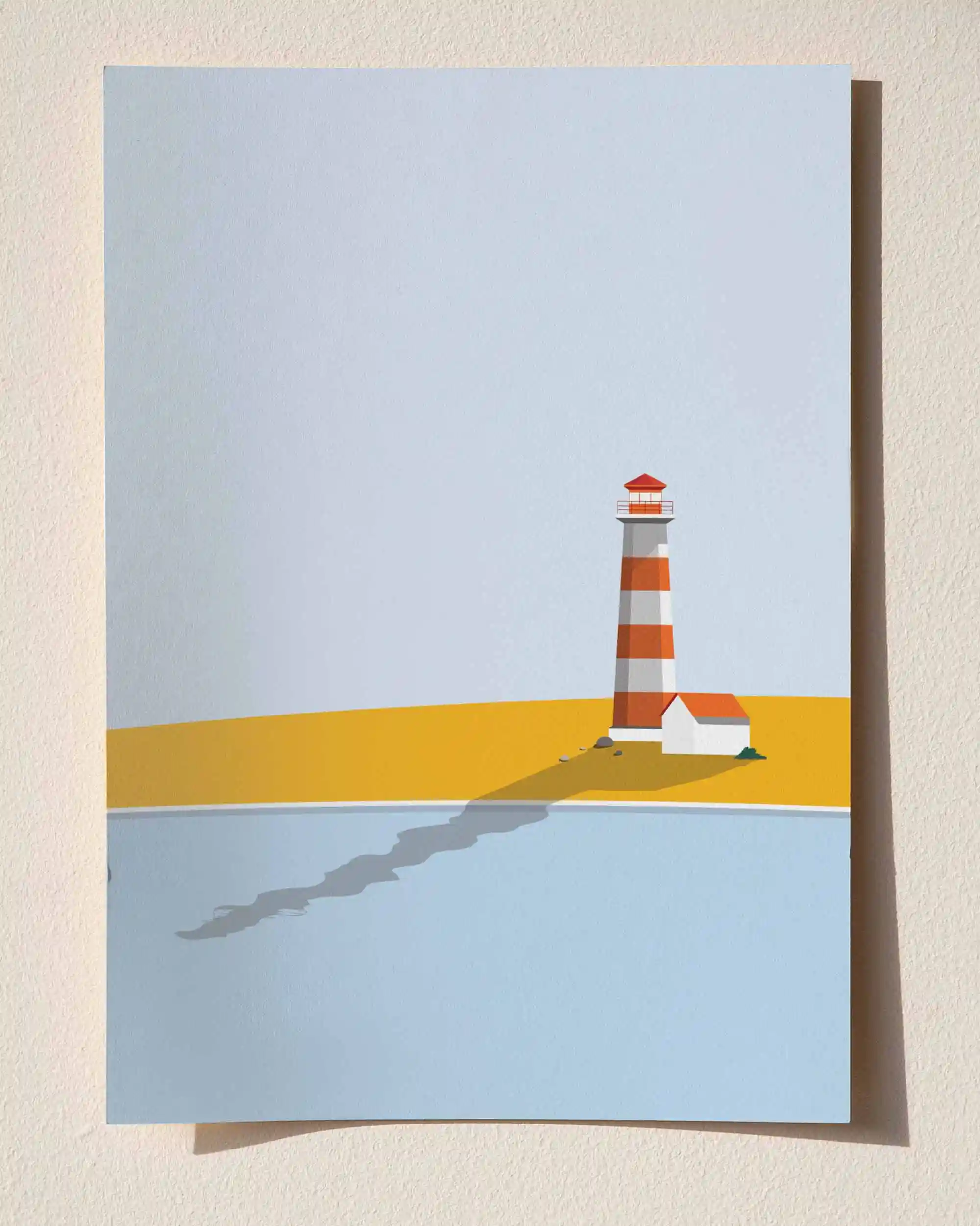 Kıyı Feneri - Minimal Flat İllüstrasyon Manzara Poster