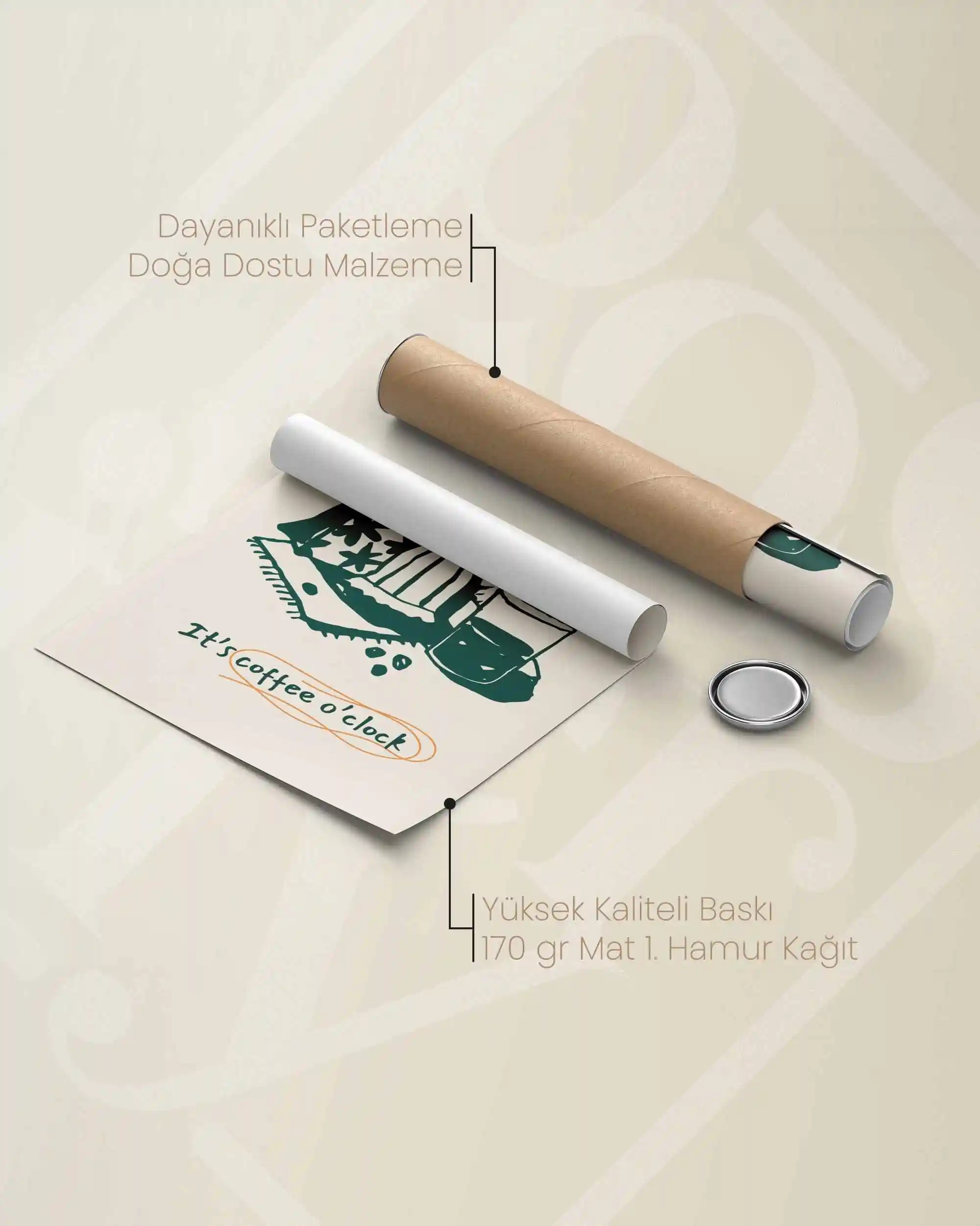 It’s Coffee O’Clock – Mutfak İçin İllüstrasyon & Modern Kahve Poster