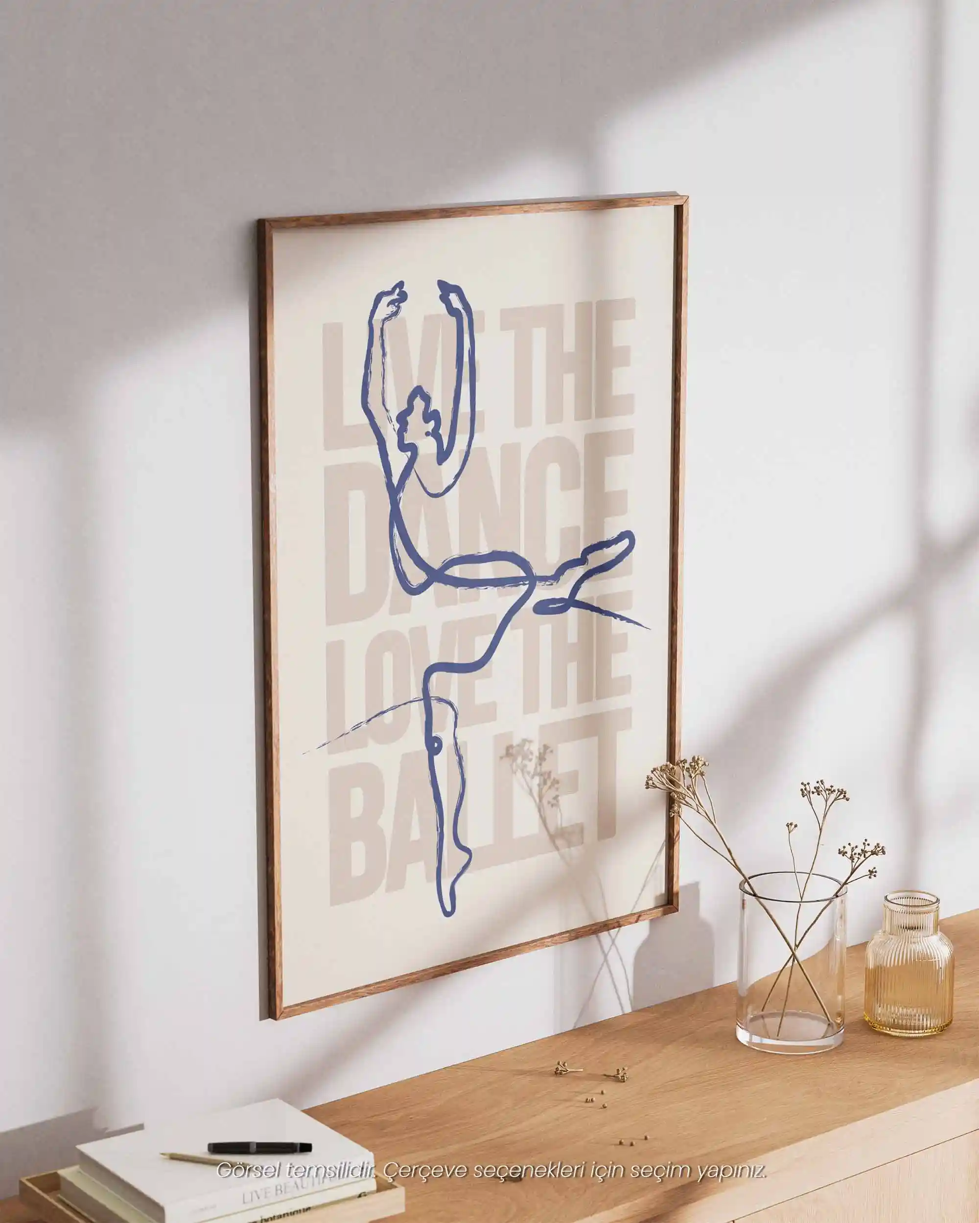 Live the Dance, Love the Ballet - Minimal Line Art & Tipografi Poster