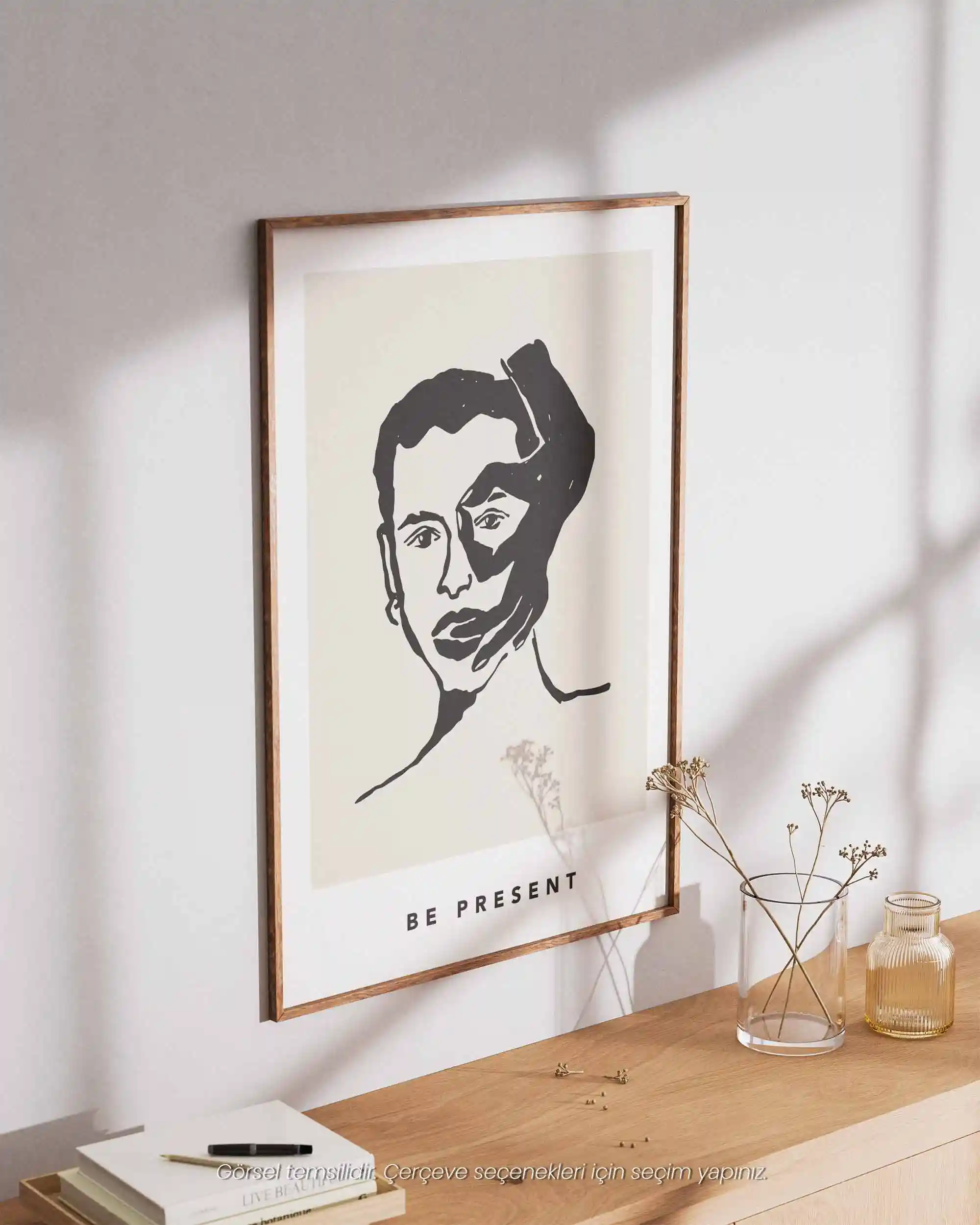 Be Present – Minimal Çizim & Modern Sanat Poster