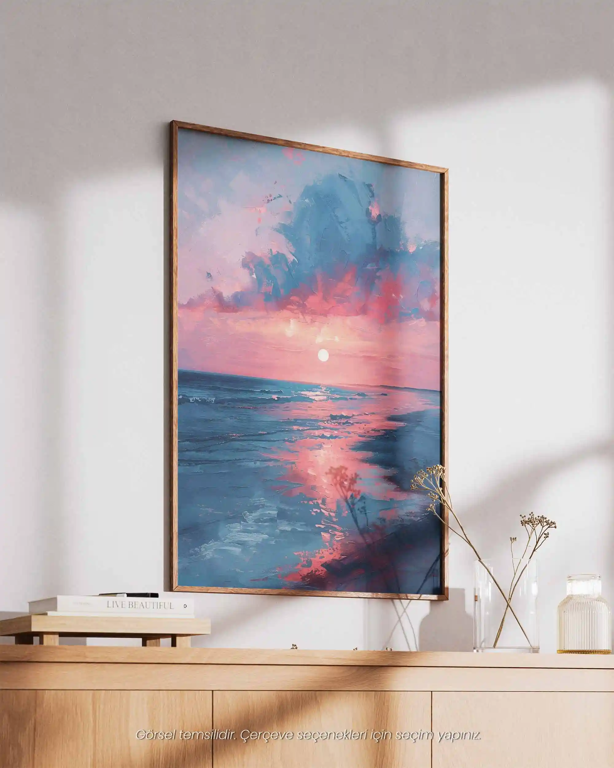 Mercan Günbatımı - Yağlı Boya Deniz Manzarası Poster