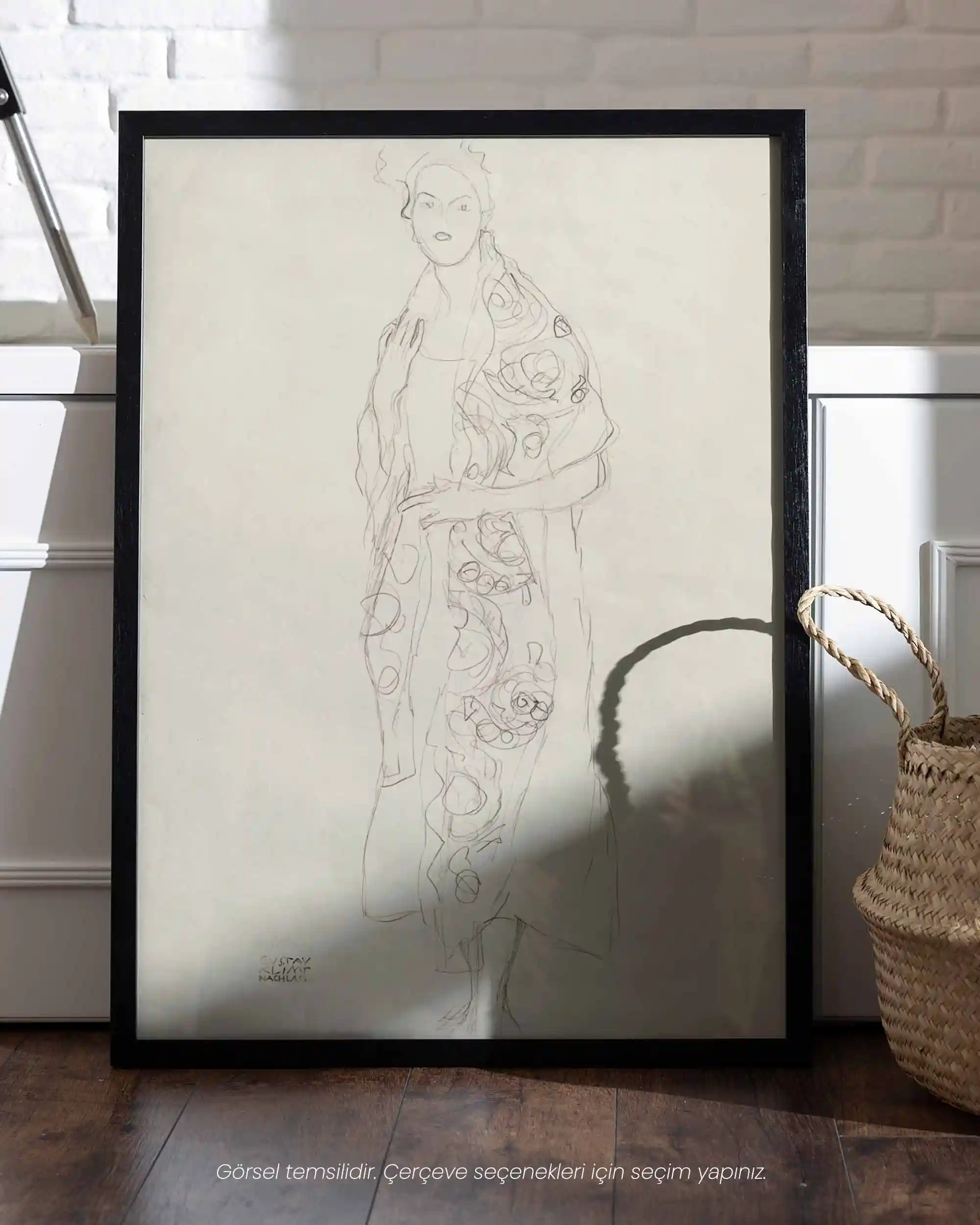 Gustav Klimt - Bir Kadının Portresi (1910) Kurşun Kalem Eskiz Sanat Tarihi Poster