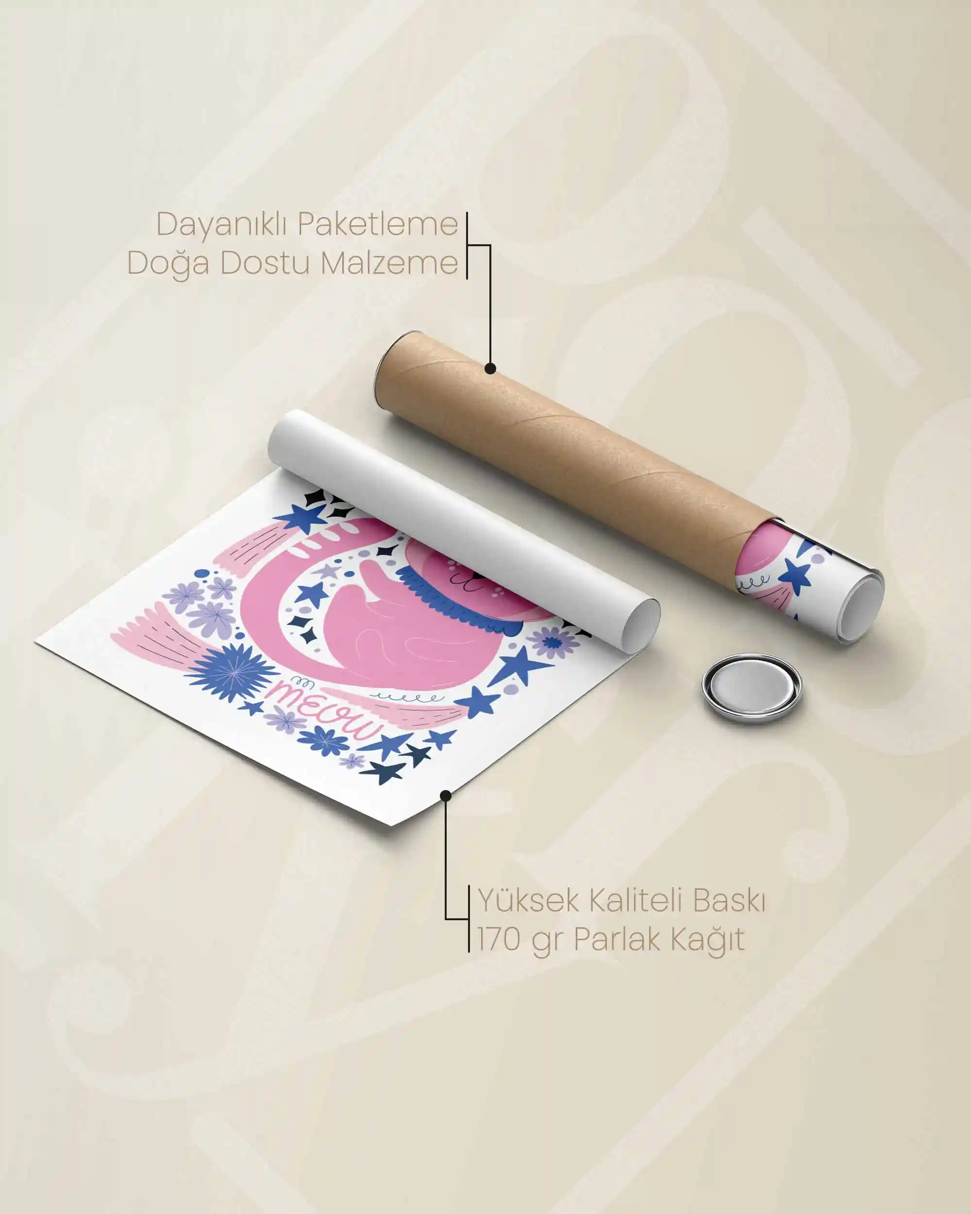 Catstronot - Sevimli Kedi Uzay Temalı Çocuk Odası Poster
