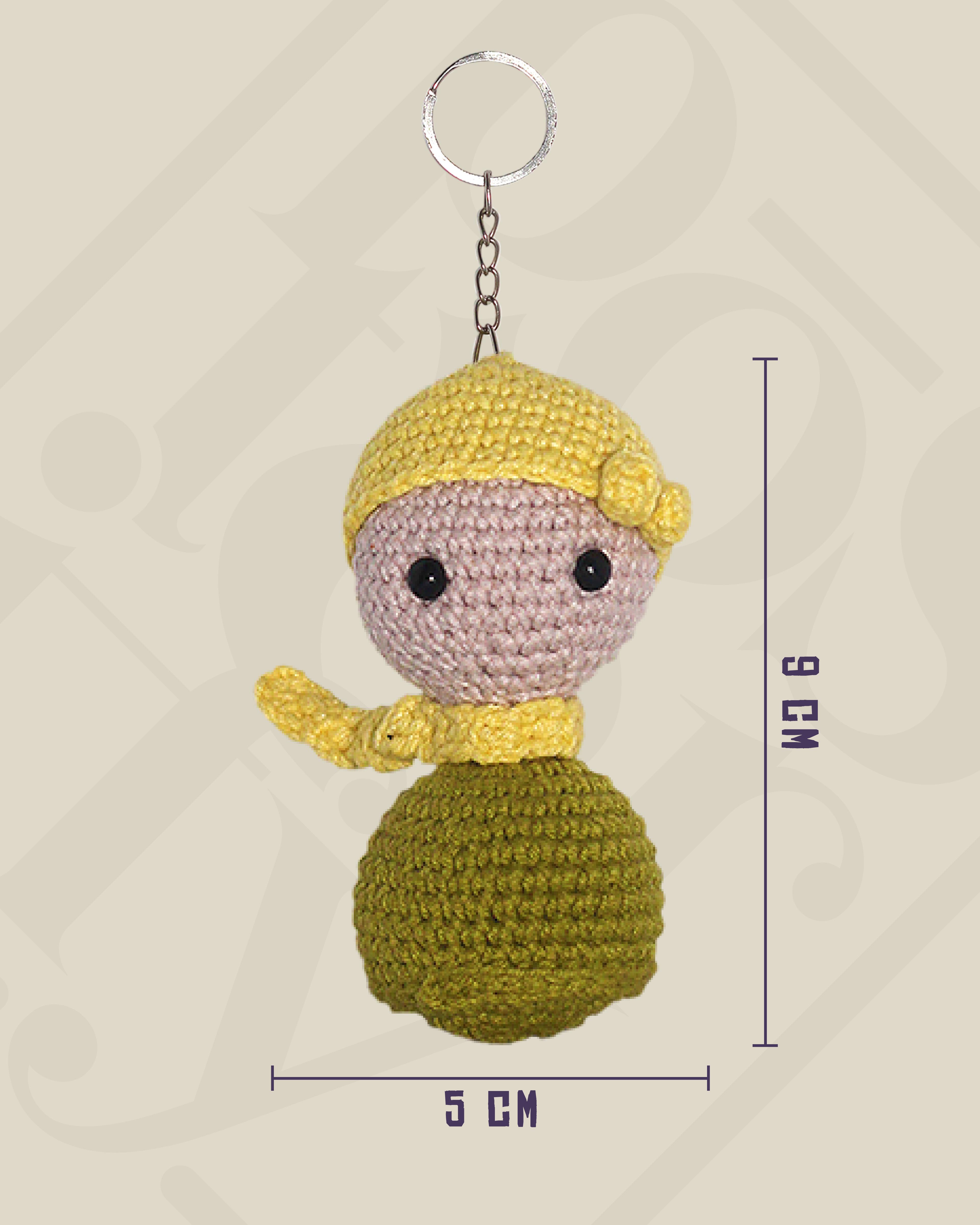 Küçük Prens Büst Amigurumi Anahtarlık 9 cm - El Yapımı Sanatsal Örgü Çanta Aksesuarı