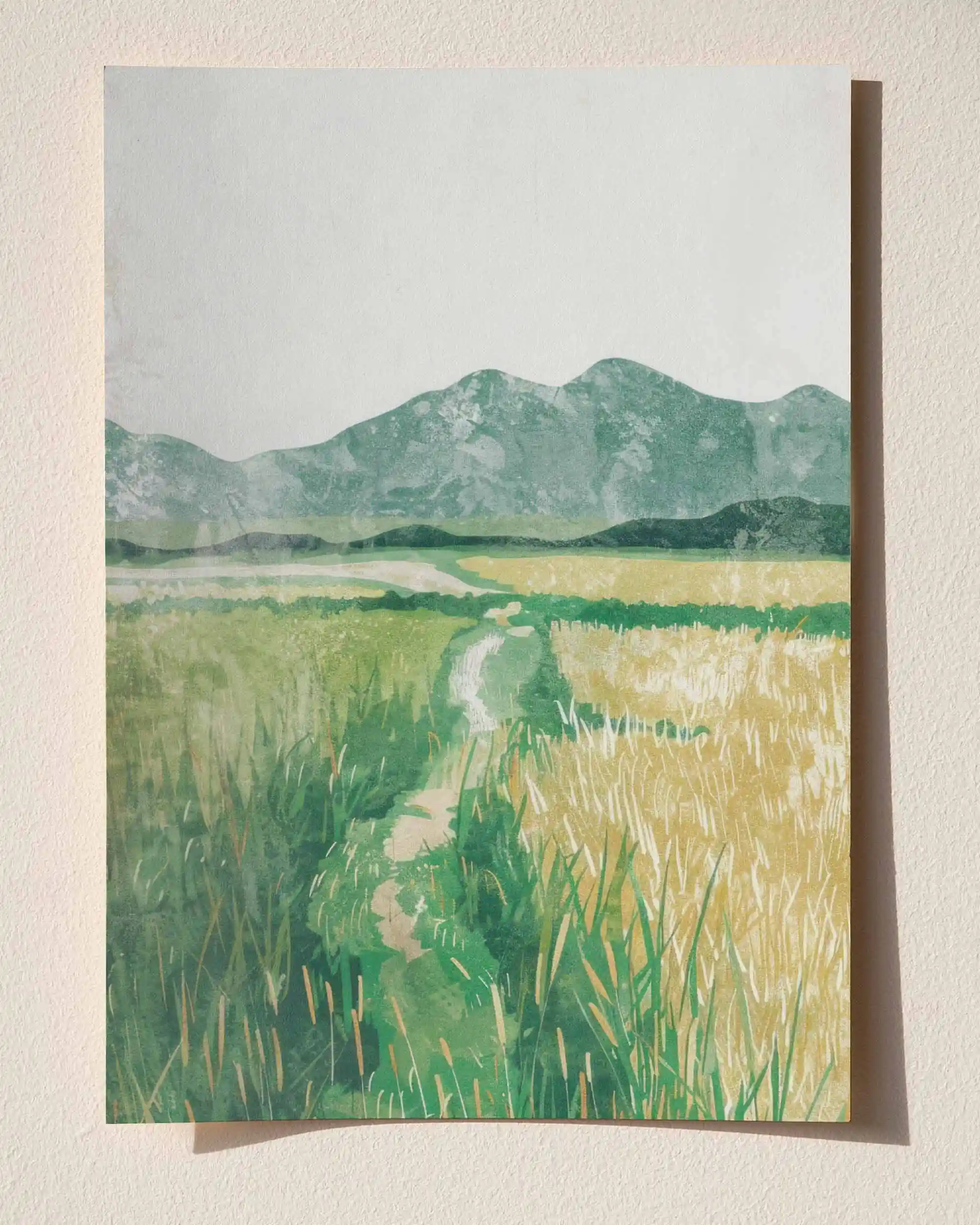 Hasat Yolu - Sulu Boya Kır Manzarası Doğa Poster