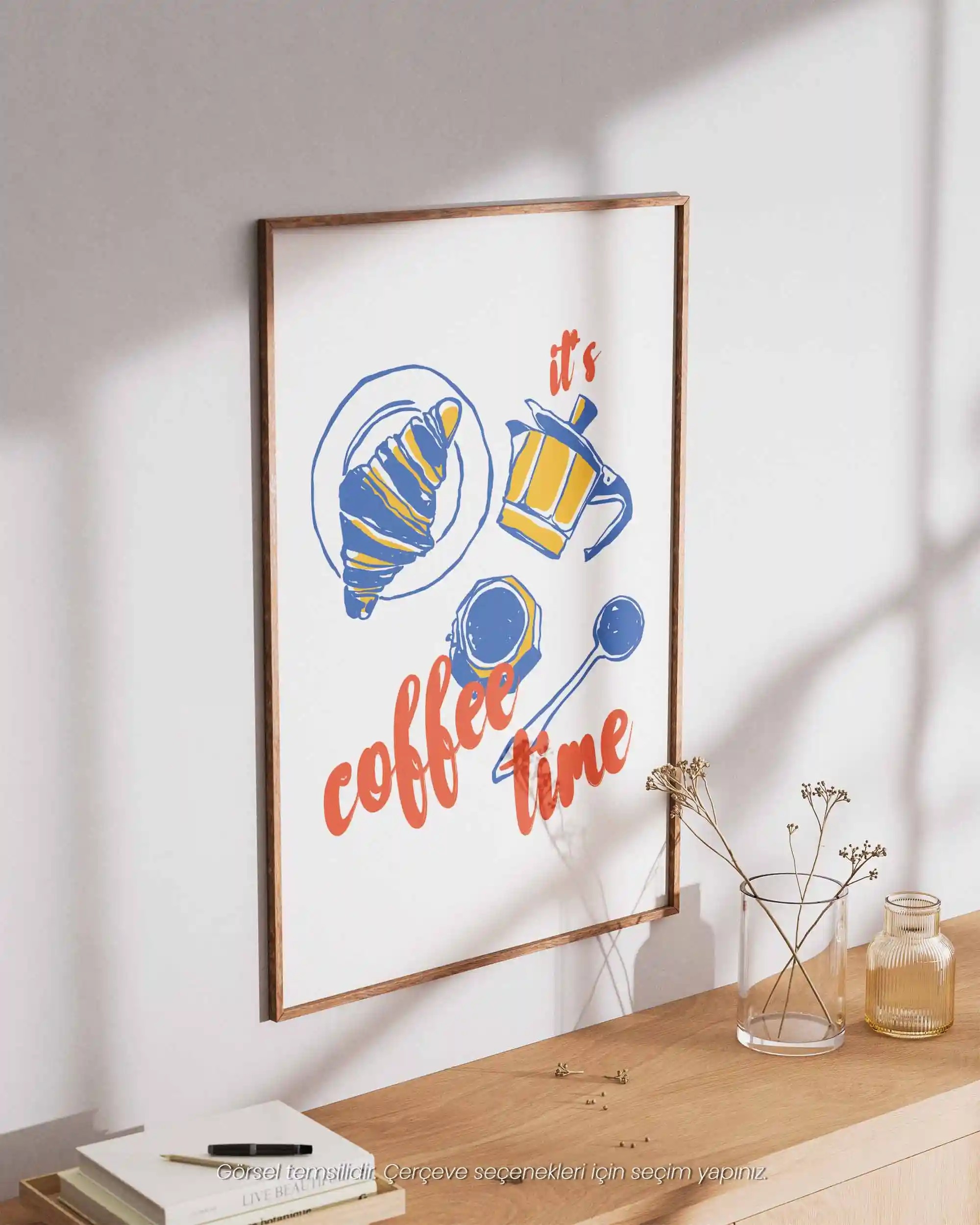 It’s Coffee Time, Kruvasan – Mutfak İçin İllüstrasyon & Modern Poster