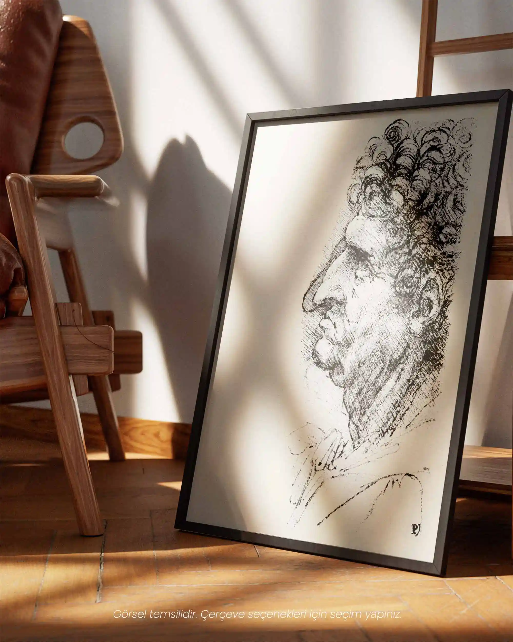 Leonardo da Vinci - Profilden Erkek Portresi (1490-1494) Eskiz Sanat Tarihi Poster