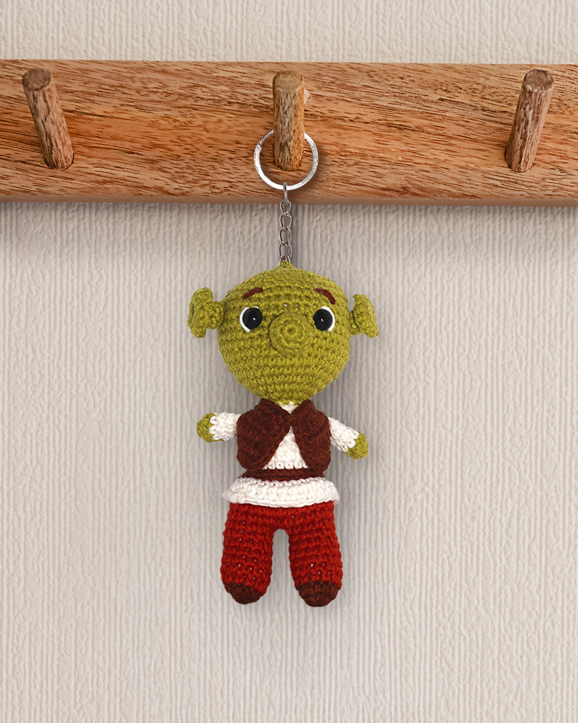 Shrek Amigurumi Anahtarlık 12 cm - El Yapımı Sanatsal Örgü Çanta Aksesuarı