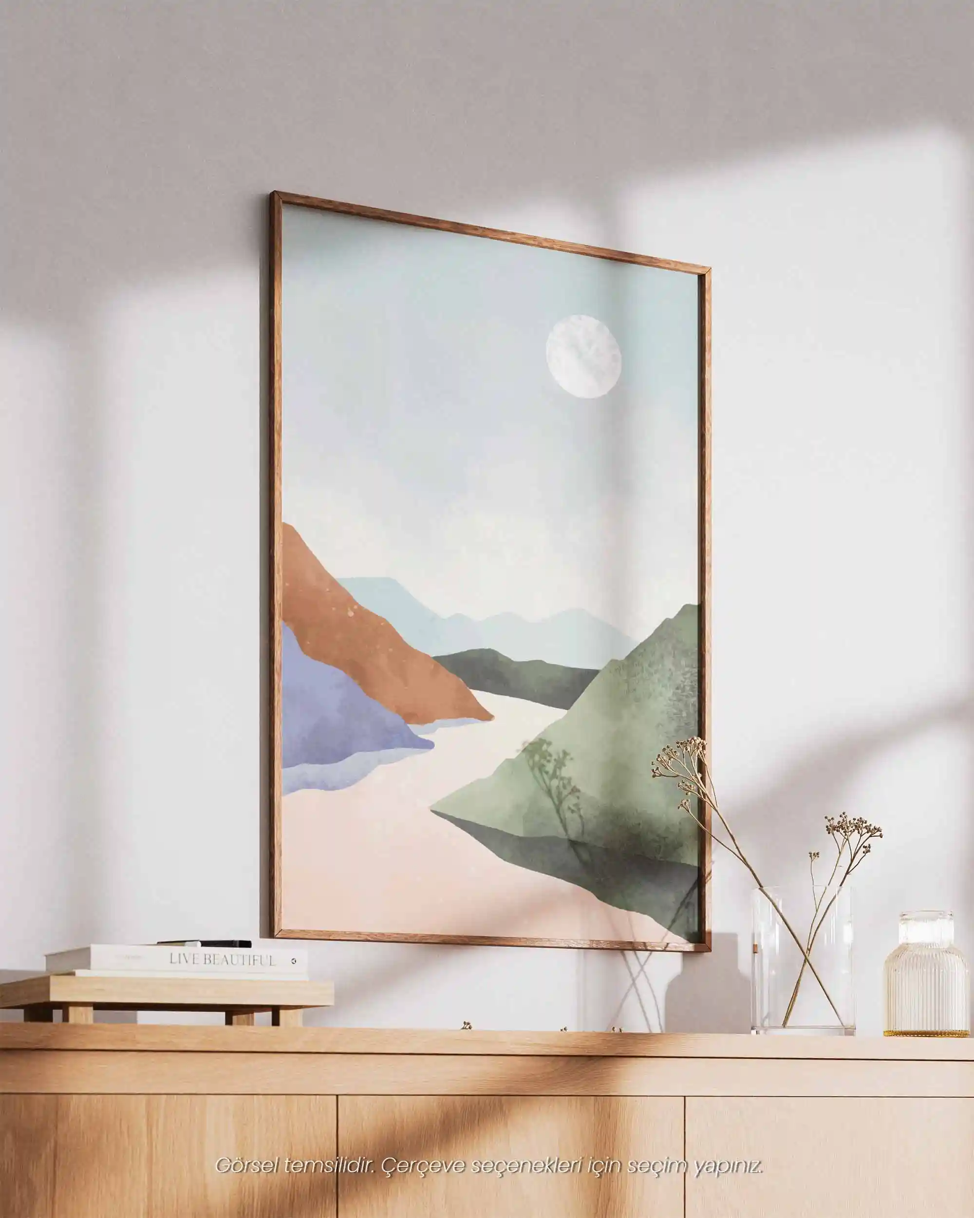 Ayışığı Vadisi – Modern Sulu Boya Manzara Doğa Temalı Poster