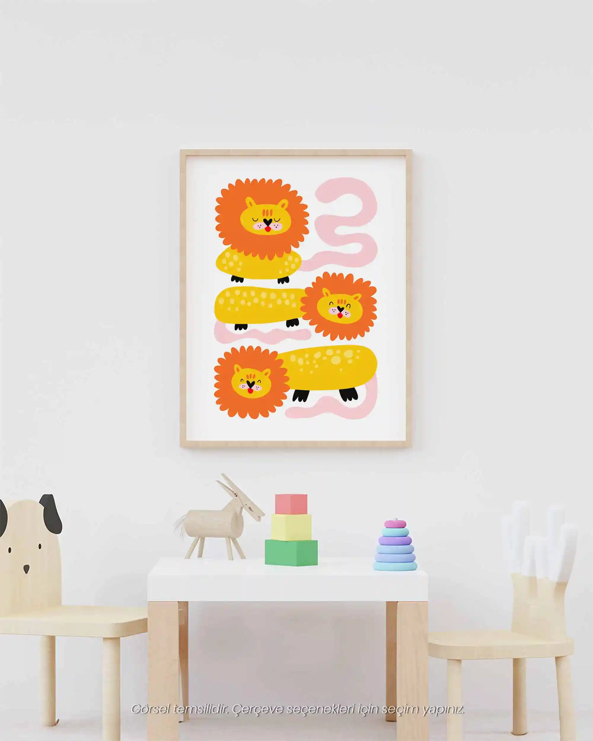 Minik Aslanlar - Renkli ve Sevimli Safari Temalı Çocuk Odası Poster