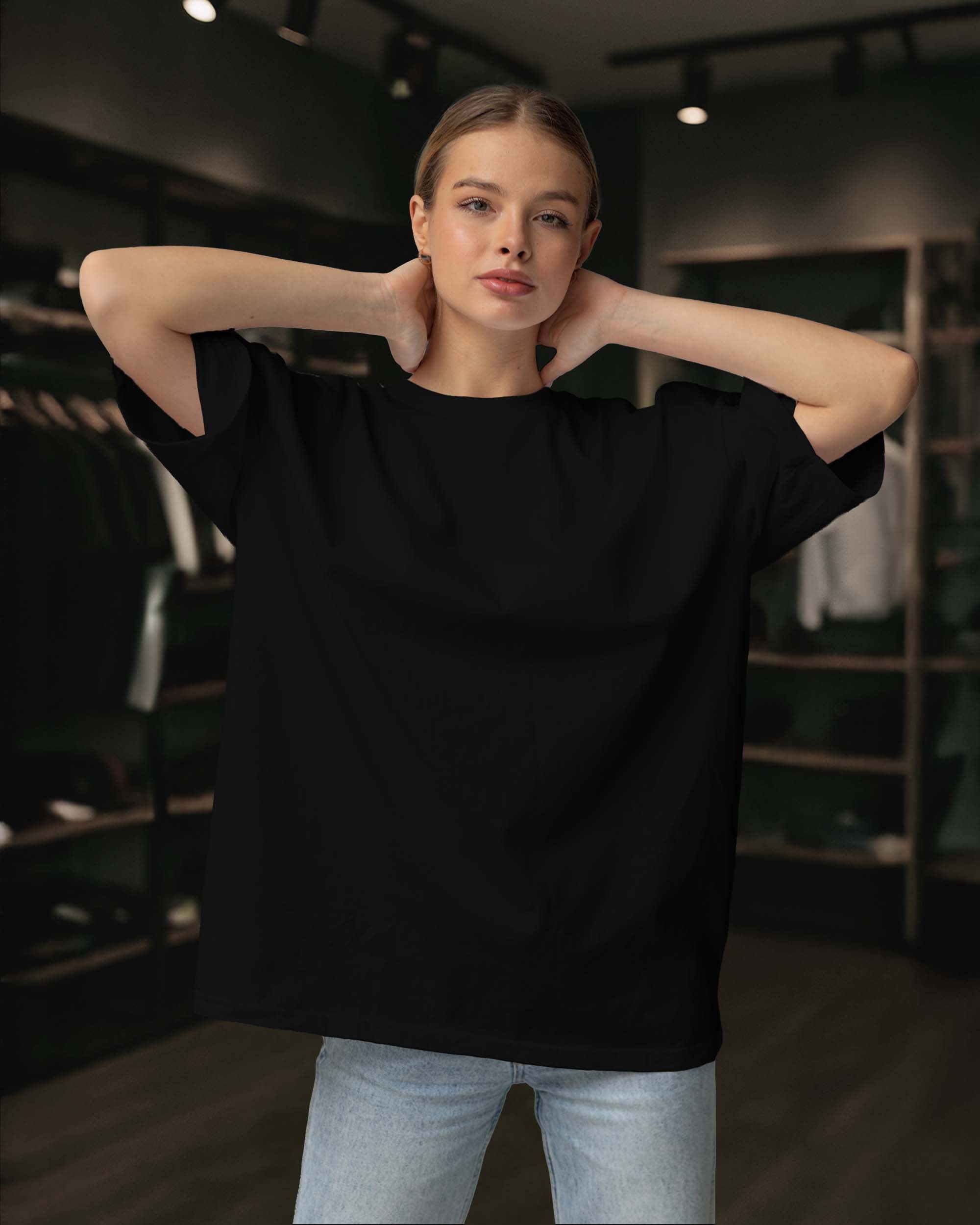 Basic Boxy Oversize Düz Unisex Tişört – Premium Kalite - Yüksek Gramaj %100 Pamuk - Siyah