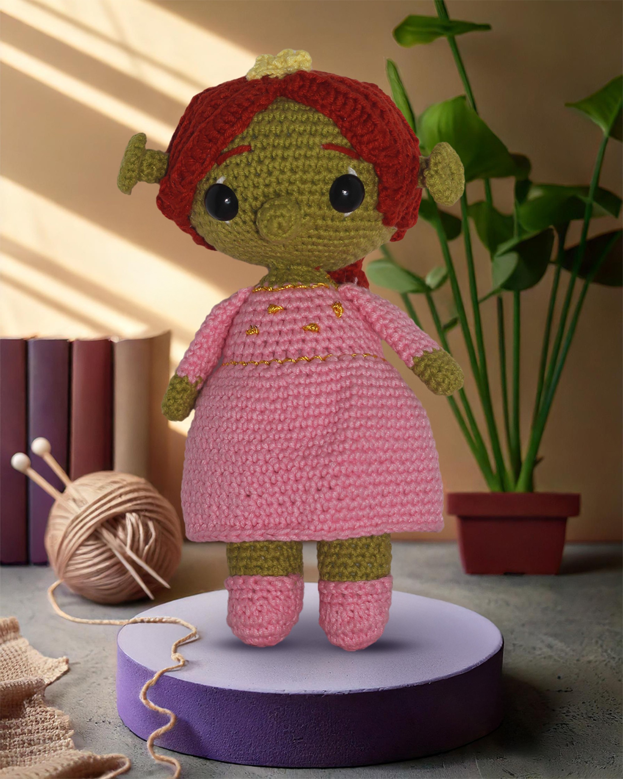 Prenses Fiona Amigurumi Bebek 19 cm - El Yapımı Örgü Oyuncak