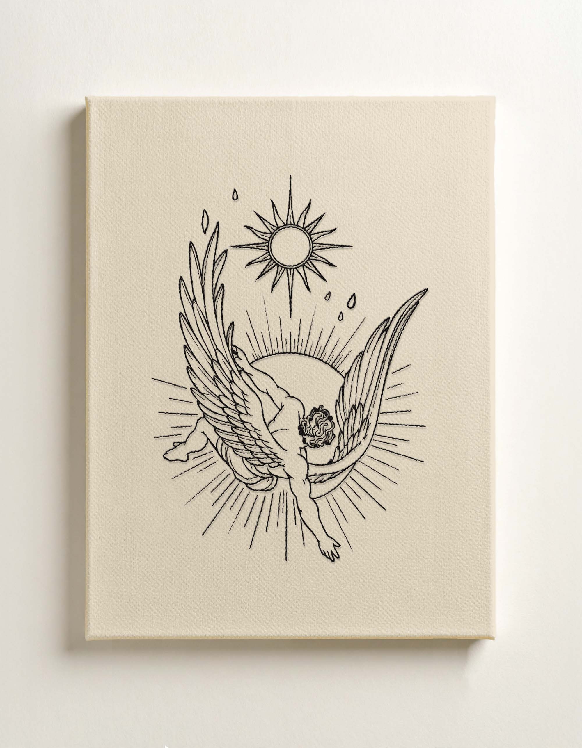 What If I Fall - İkarus Seti - 3’lü Nakışlı Mitolojik Kanvas Tablo 30x40 cm