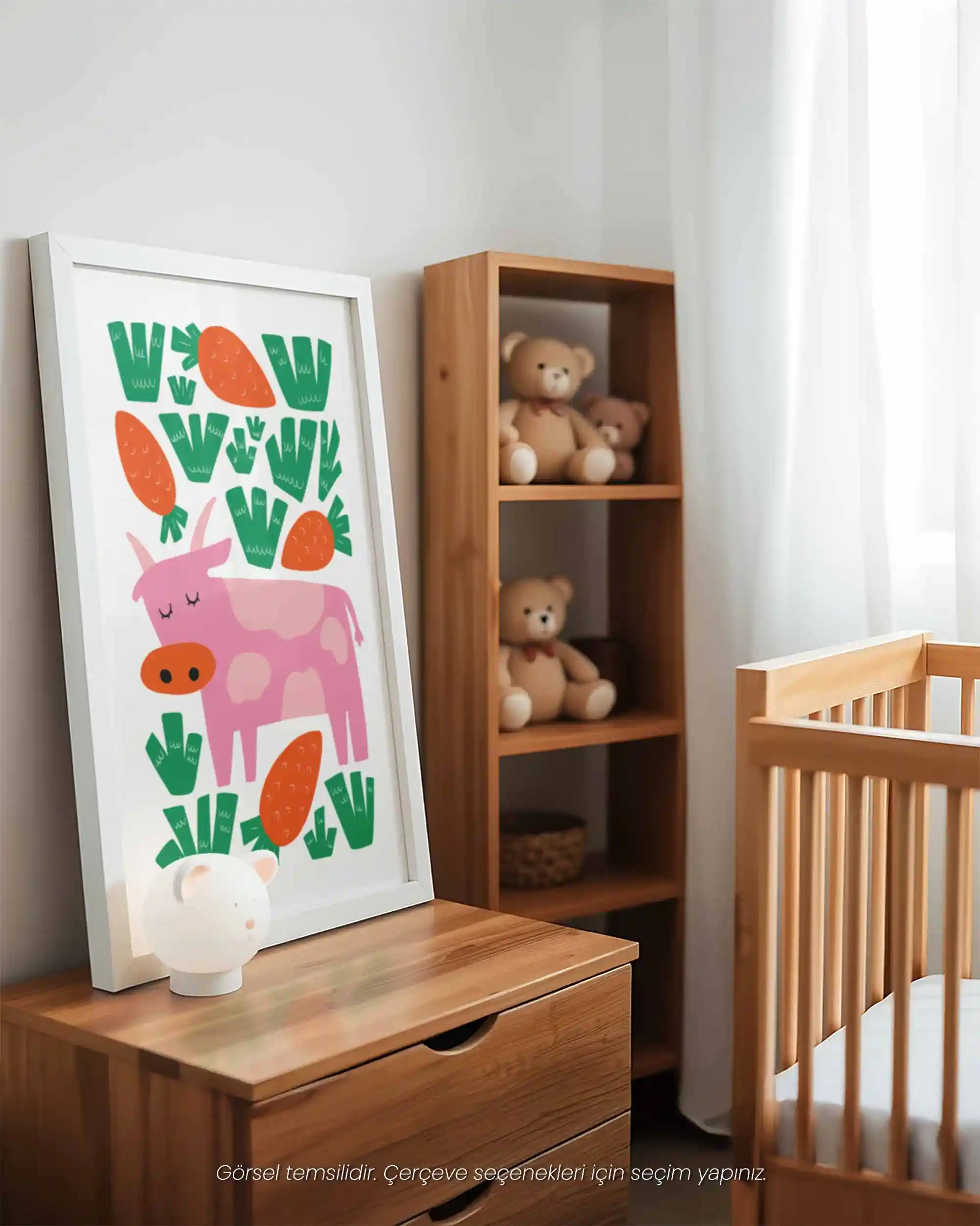 Pembe İnek - Modern ve Sevimli Çocuk Odası Poster