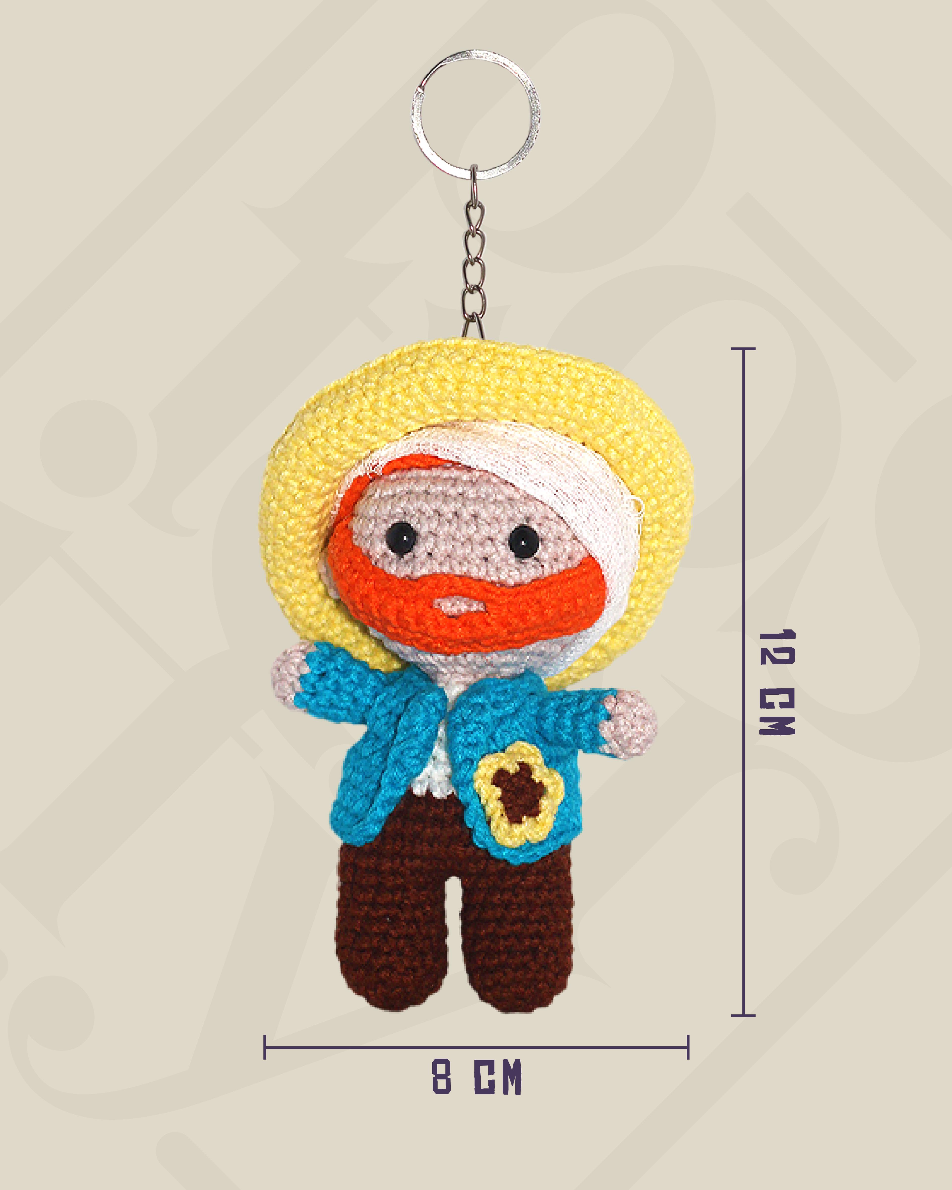 Vincent Van Gogh Amigurumi Anahtarlık 12 cm - El Yapımı Sanatsal Örgü Çanta Aksesuarı