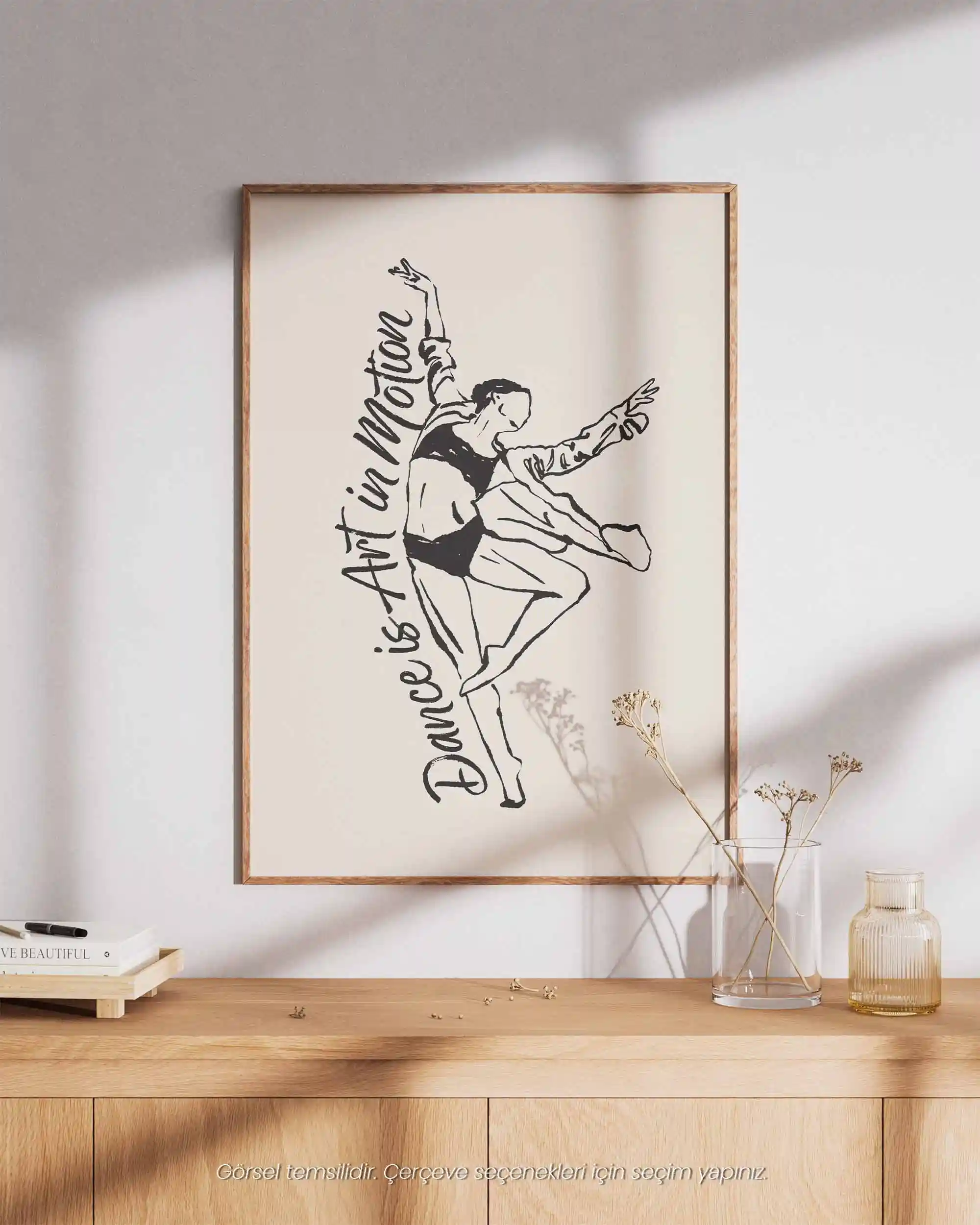 Dance is Art in Motion - Minimalist Çizim & Tipografi Poster