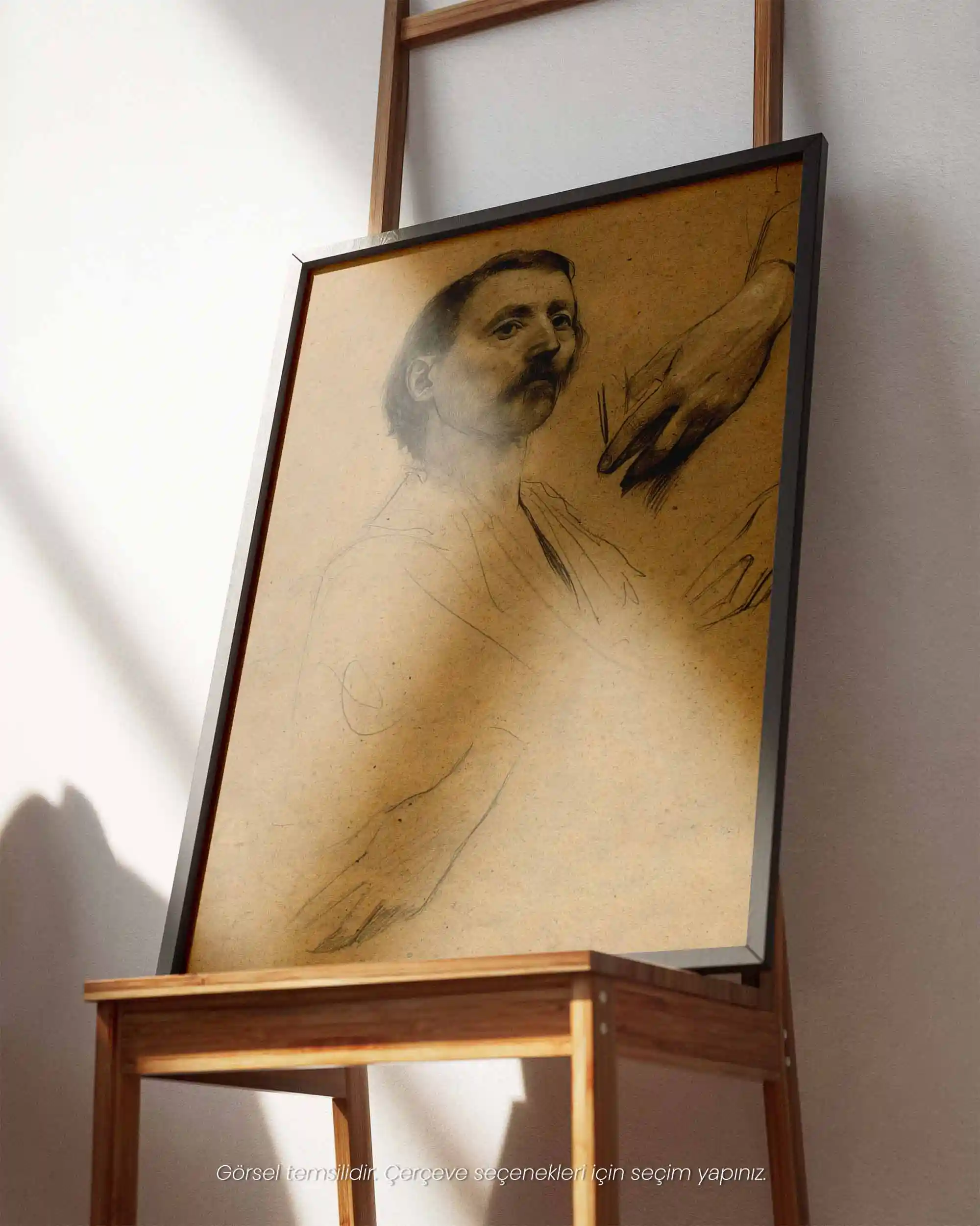 Gustav Klimt - Grafit El ve Baş Portre Eskizi Sanat Tarihi Poster