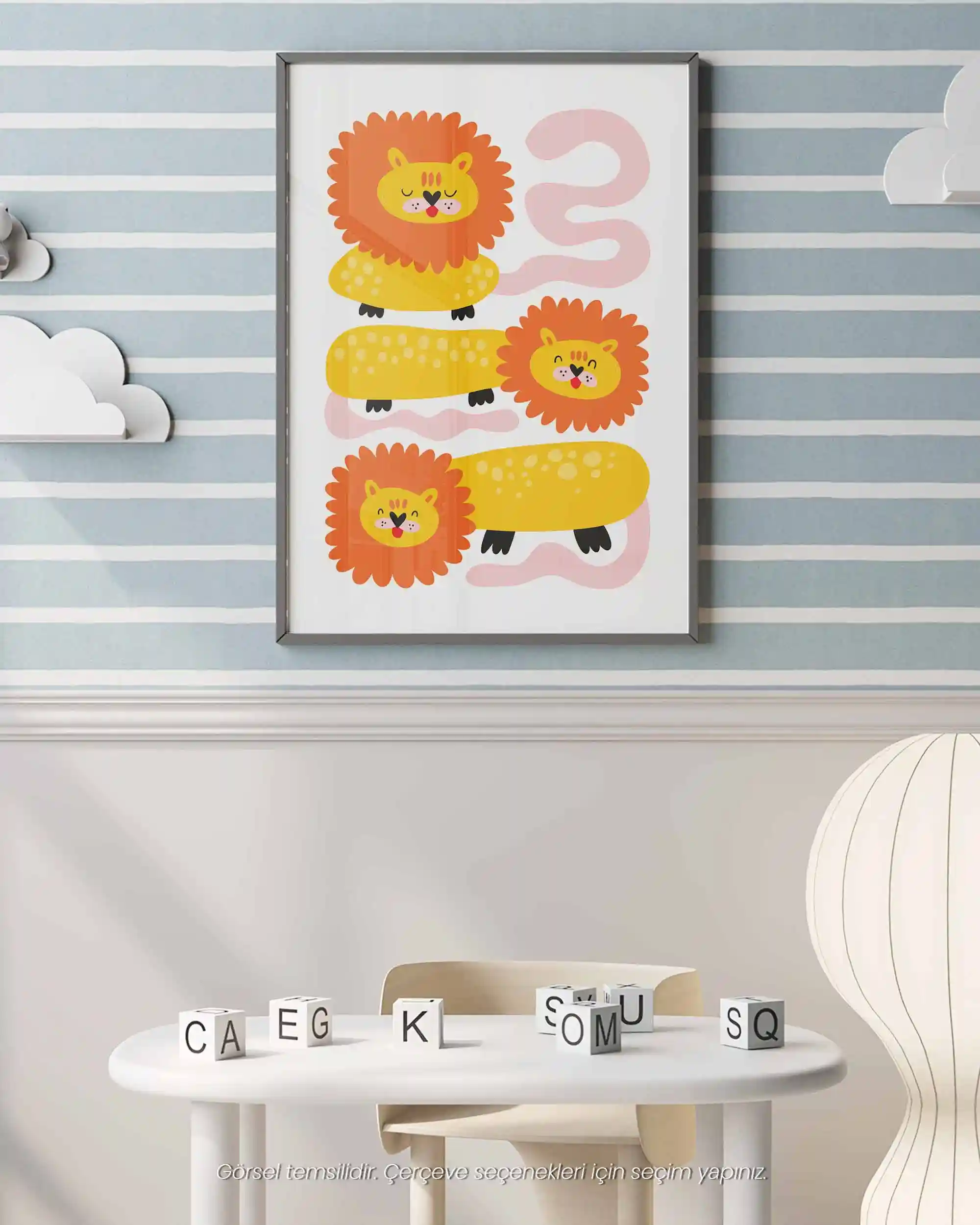 Minik Aslanlar - Renkli ve Sevimli Safari Temalı Çocuk Odası Poster