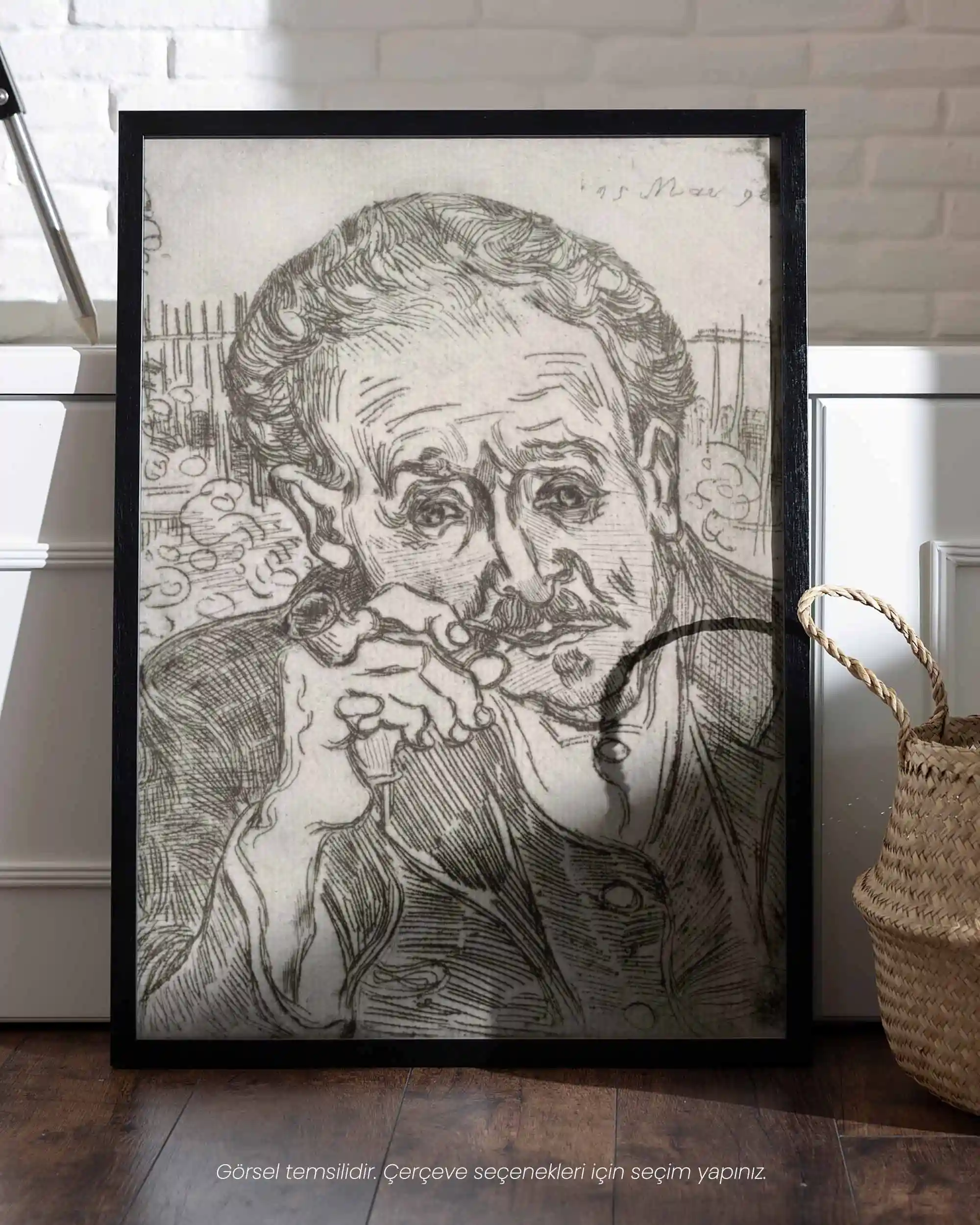 Van Gogh - Dr. Gachet Portresi (1890) Gravür Eskiz Sanat Tarihi Poster