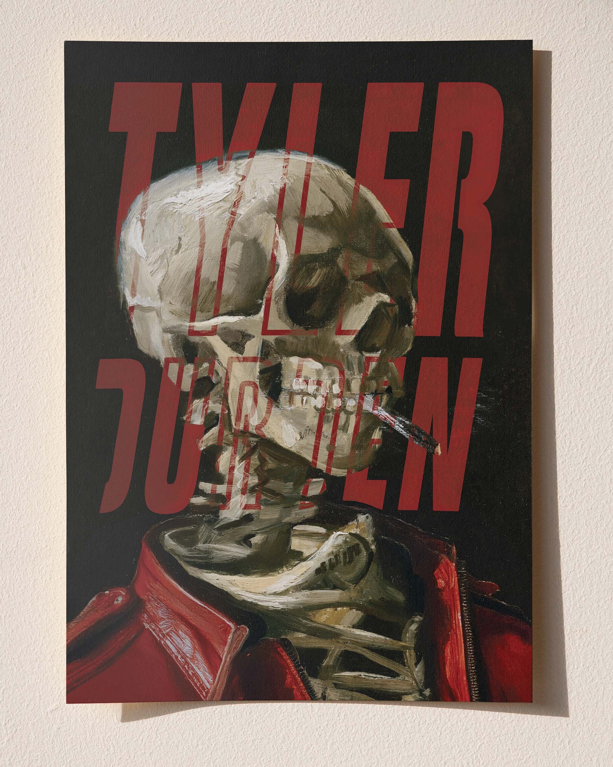 Tyler Durden x Van Gogh - Head of a Skeleton with a Burning Cigarette Çerçeveli-Çerçevesiz Poster