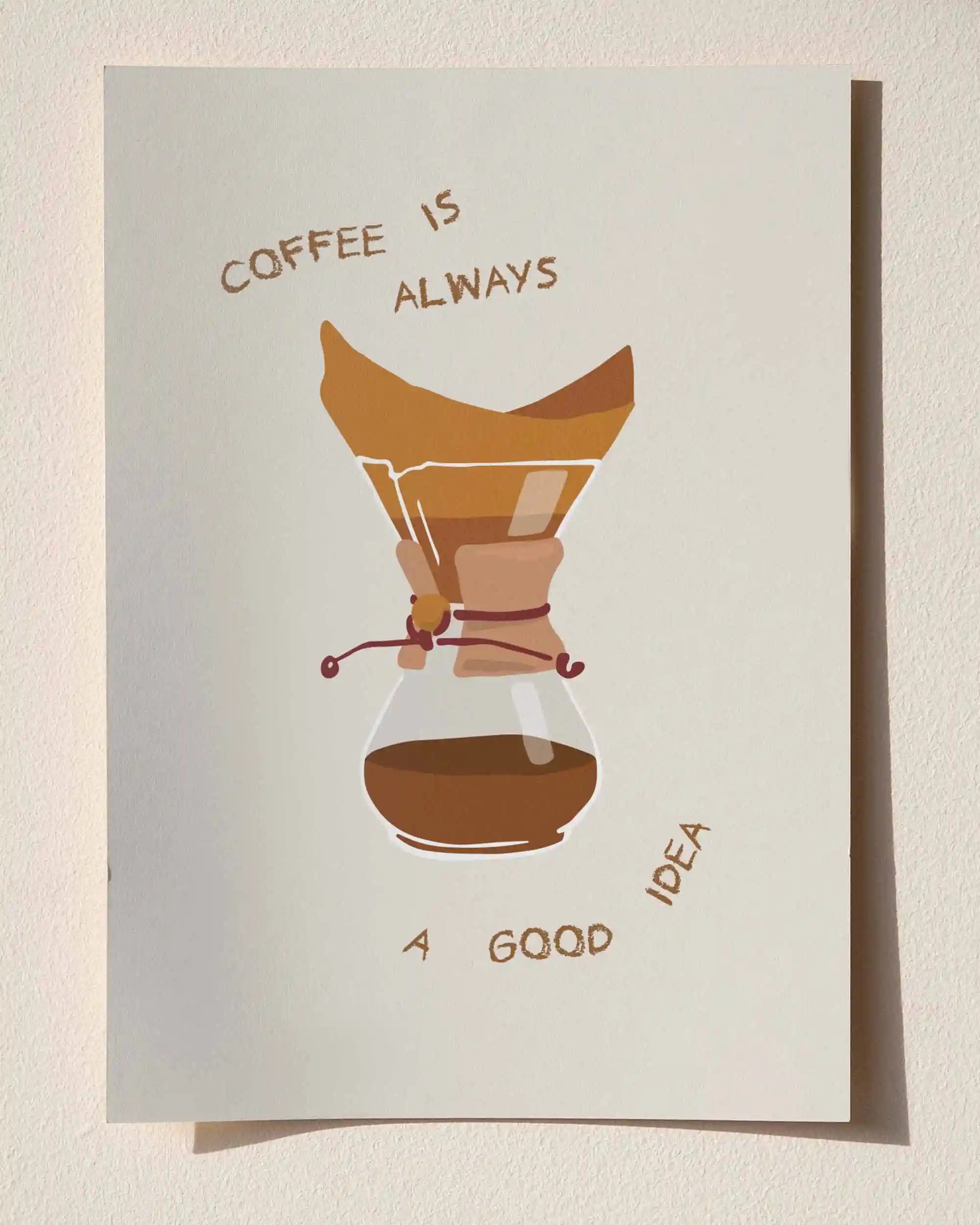 Coffee Is Always A Good Idea – Mutfak İçin İllüstrasyon & Modern V60 Kahve Poster