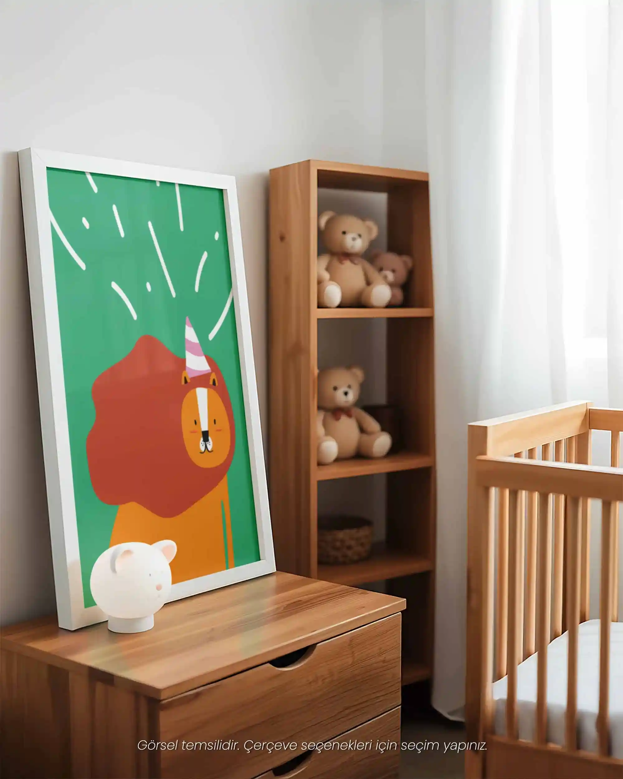 Neşeli Aslan - Renkli ve Sevimli Doğum Günü Temalı Çocuk Odası Poster